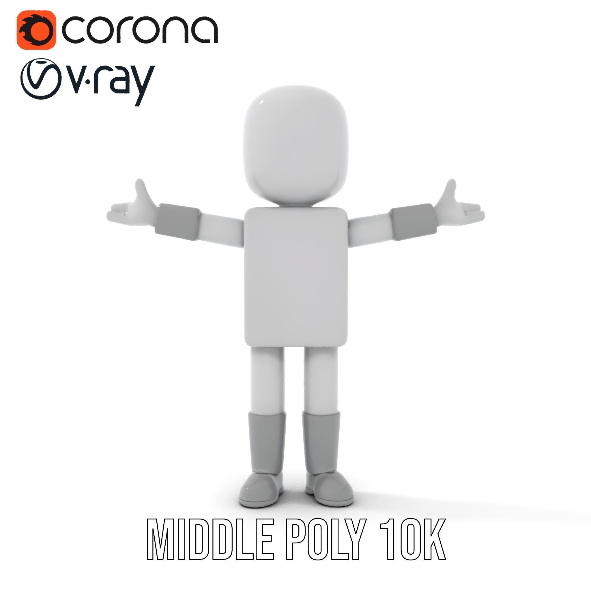 Basic Rigged and Animated D Blocky Character Model Low-poly 3D model_16