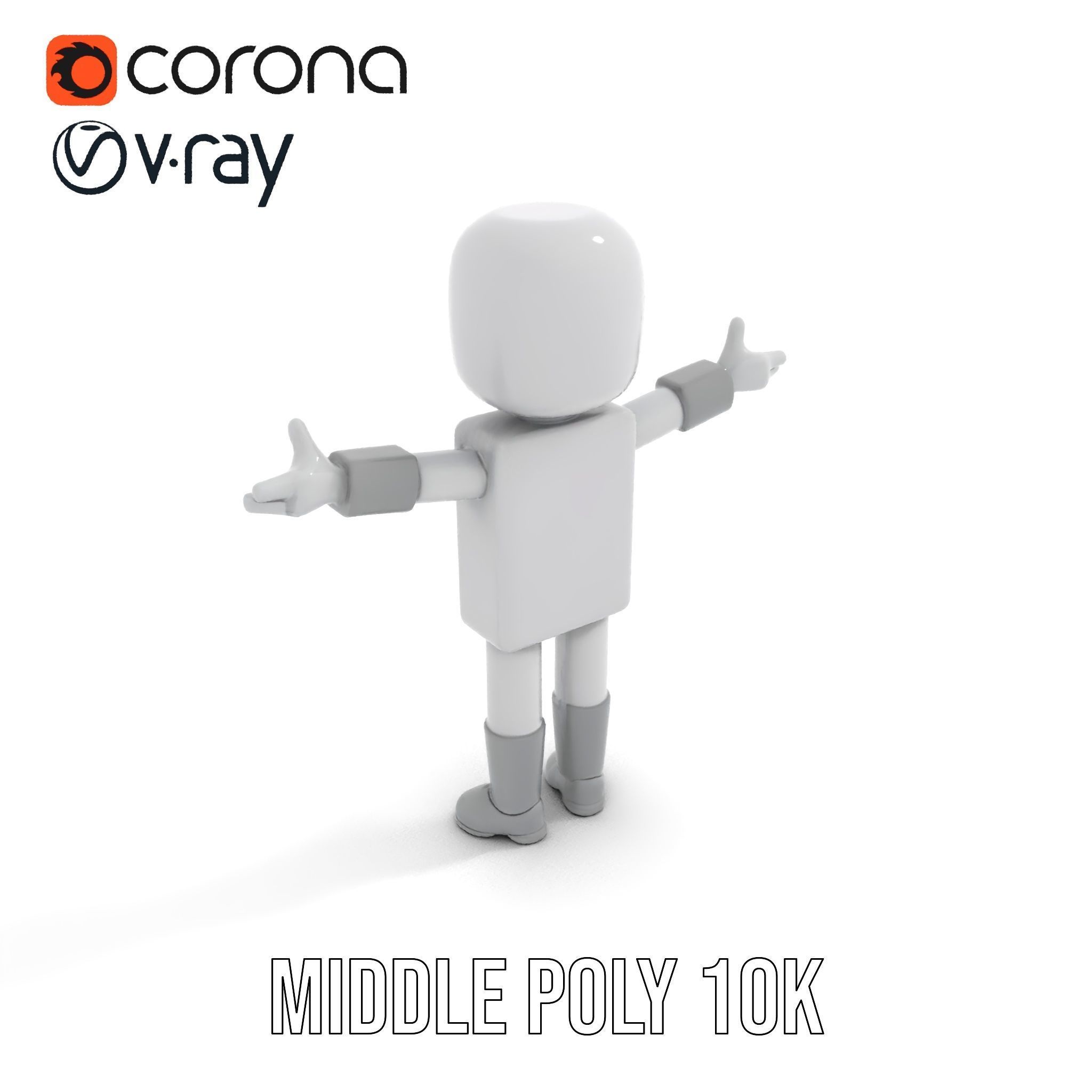 Basic Rigged and Animated D Blocky Character Model Low-poly 3D model_22