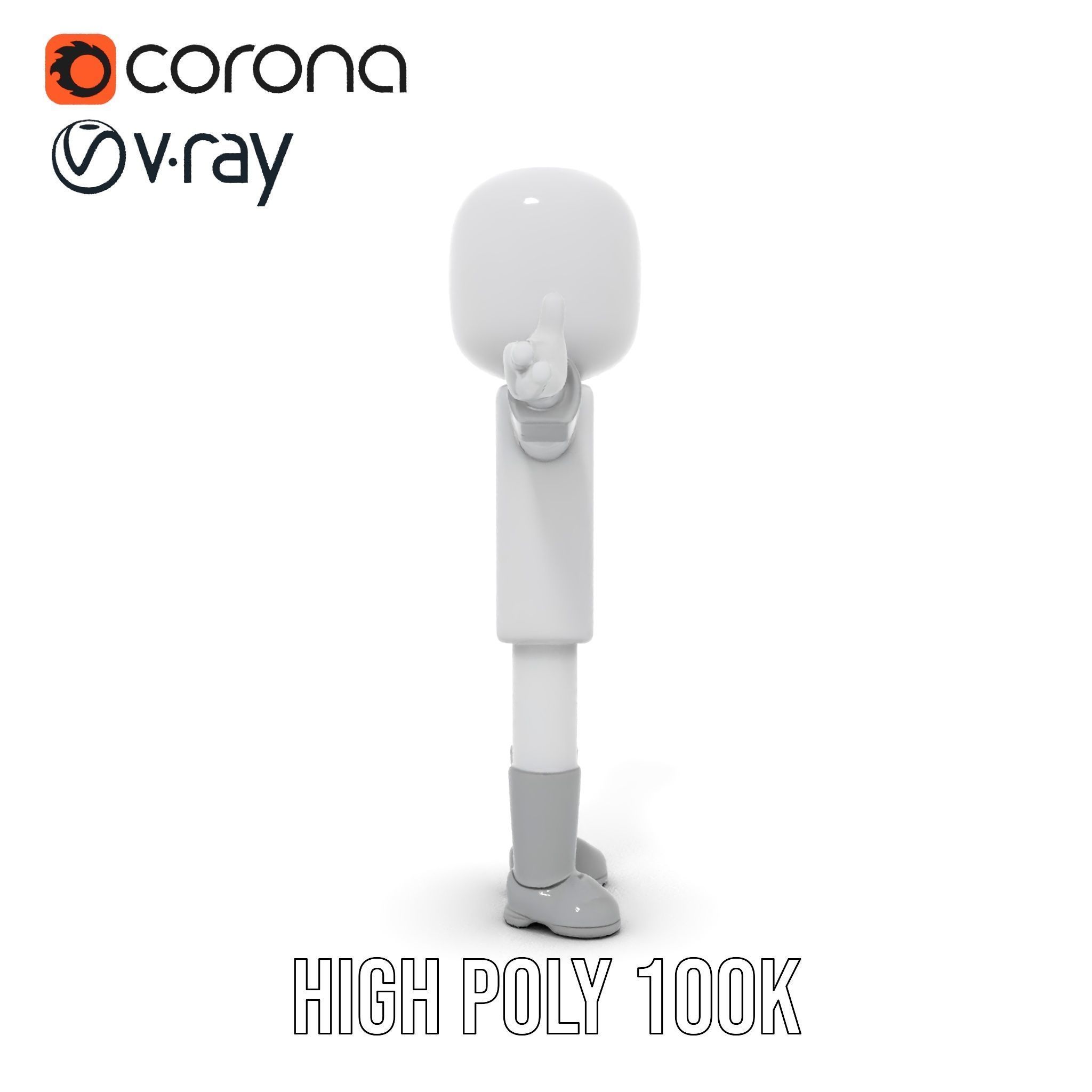 Basic Rigged and Animated D Blocky Character Model Low-poly 3D model_32