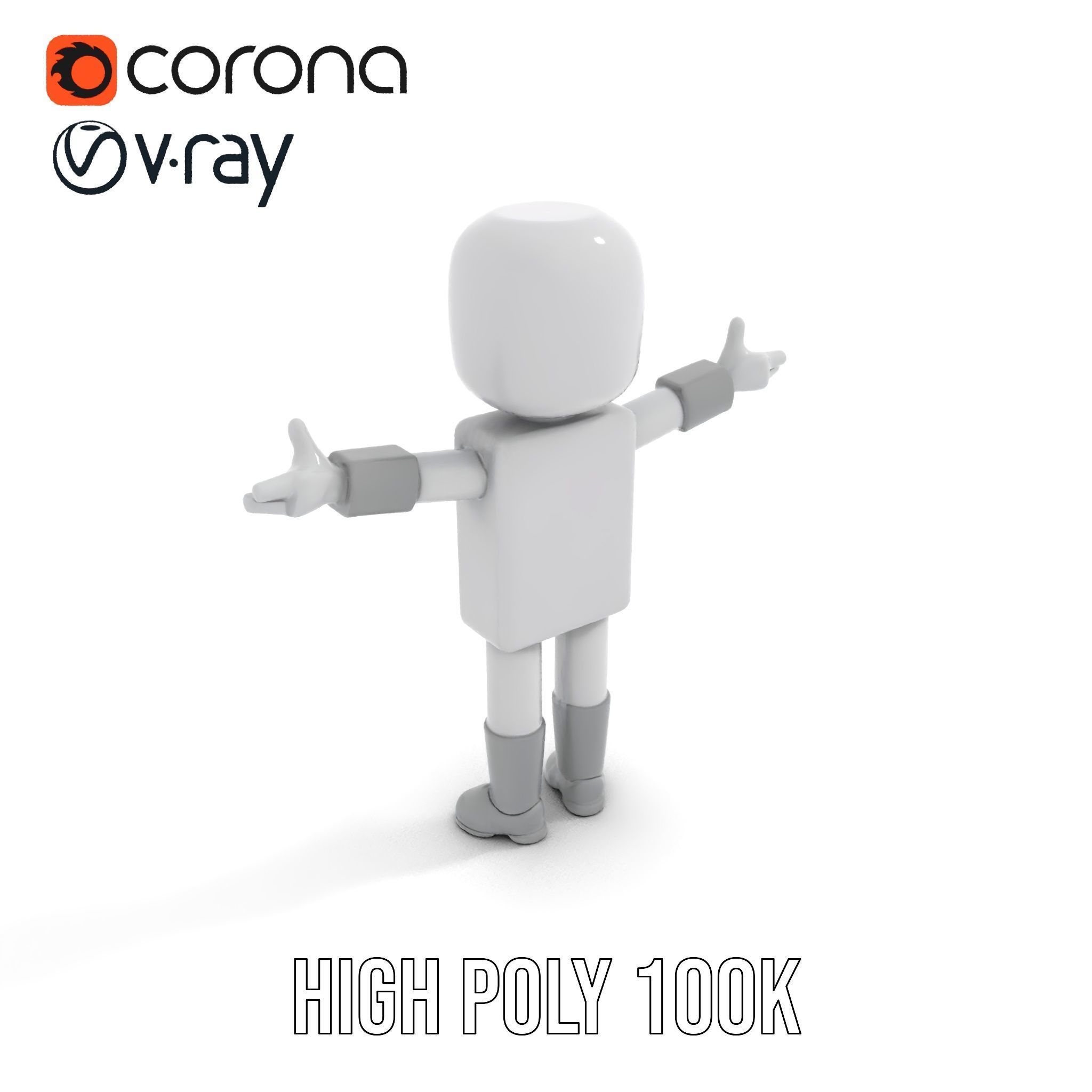Basic Rigged and Animated D Blocky Character Model Low-poly 3D model_18