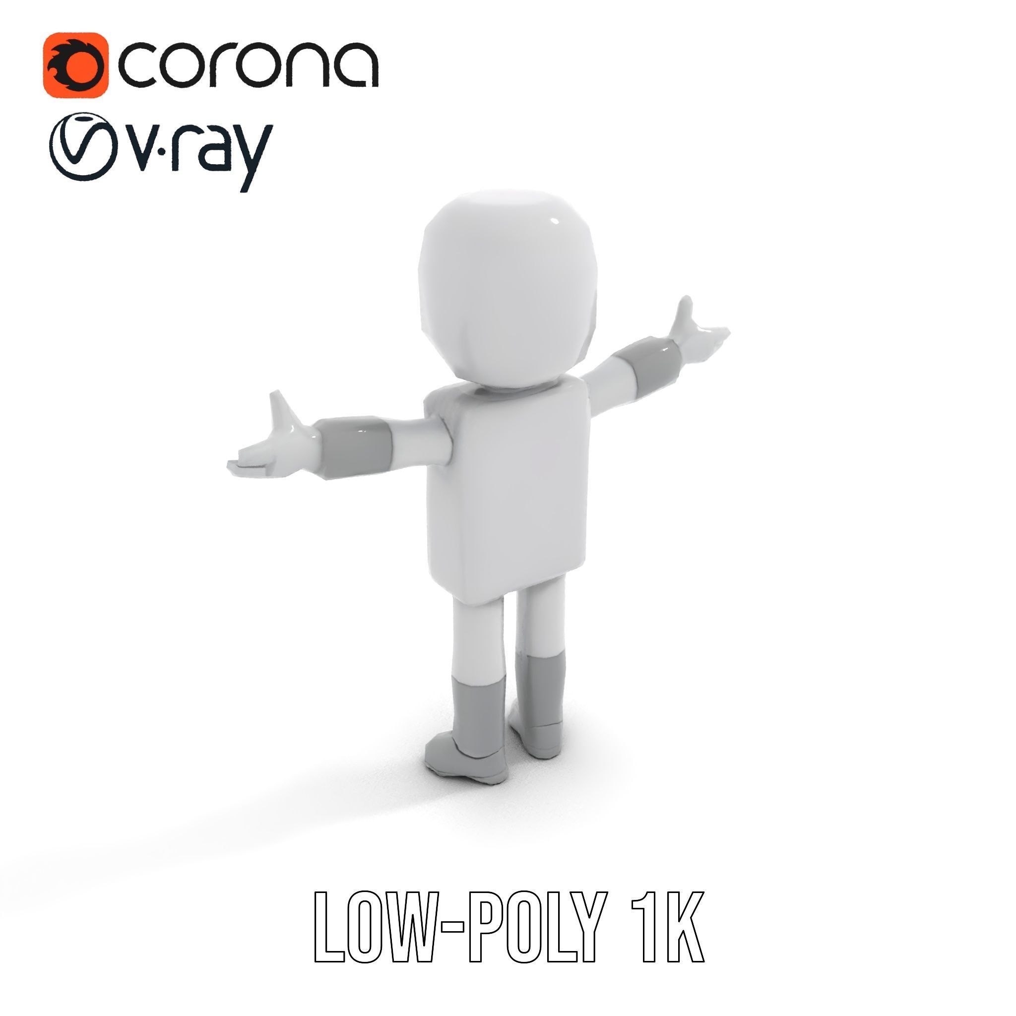 Basic Rigged and Animated D Blocky Character Model Low-poly 3D model_7