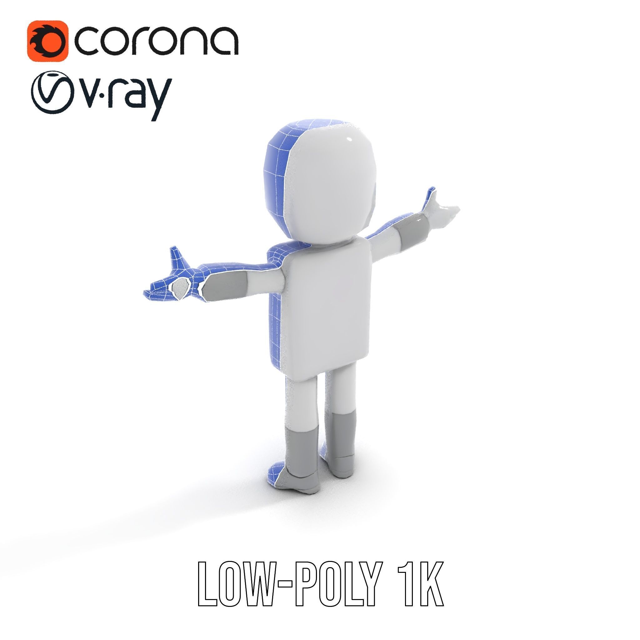 Basic Rigged and Animated D Blocky Character Model Low-poly 3D model_14