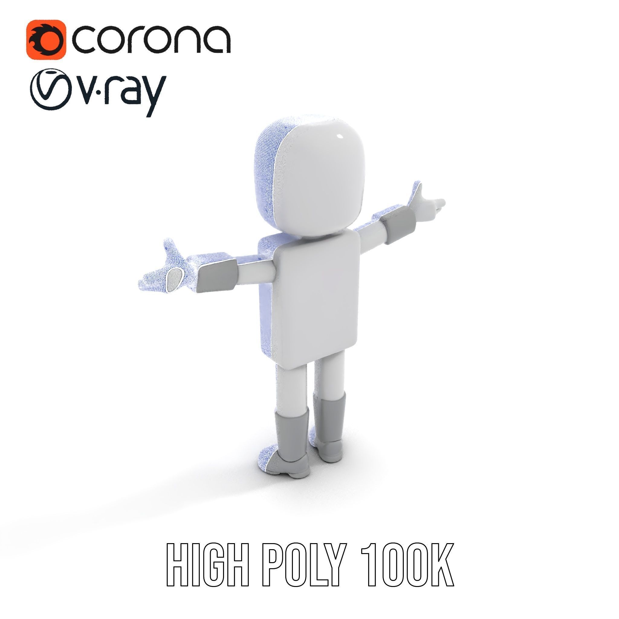 Basic Rigged and Animated D Blocky Character Model Low-poly 3D model_29