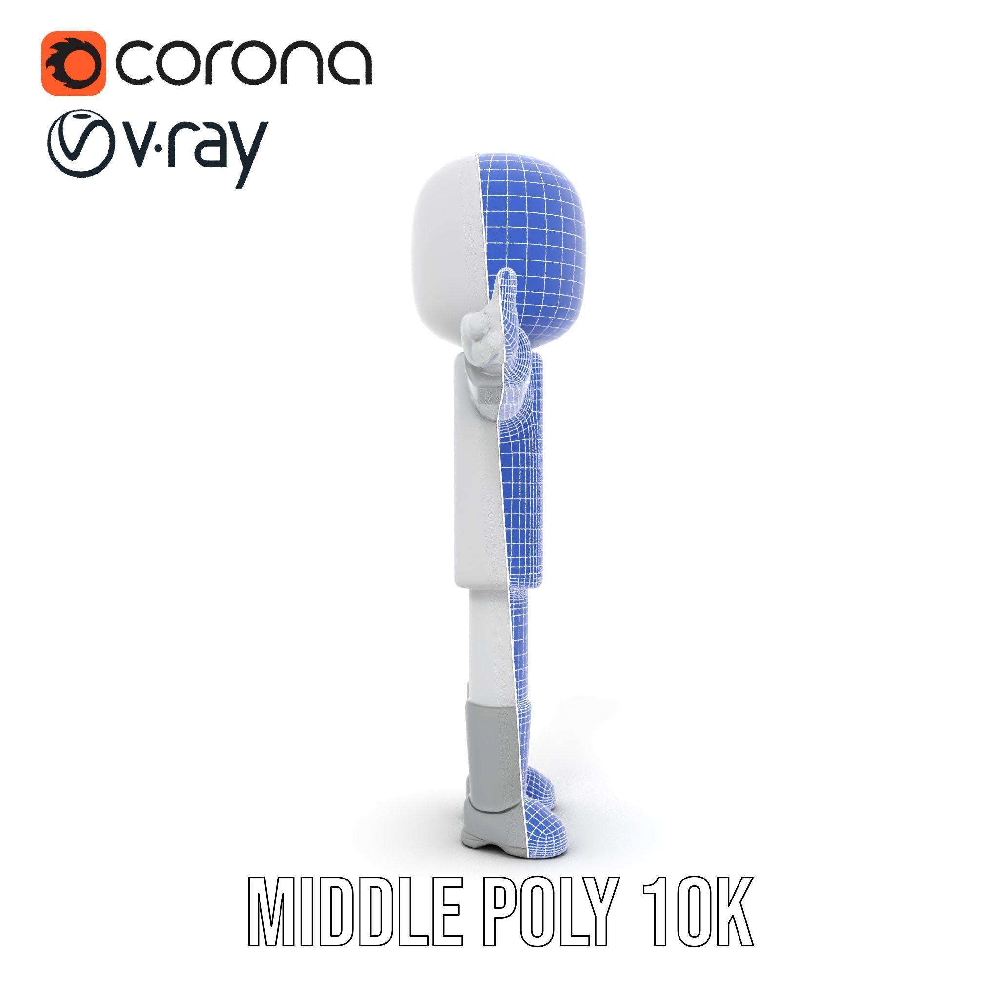 Basic Rigged and Animated D Blocky Character Model Low-poly 3D model_33