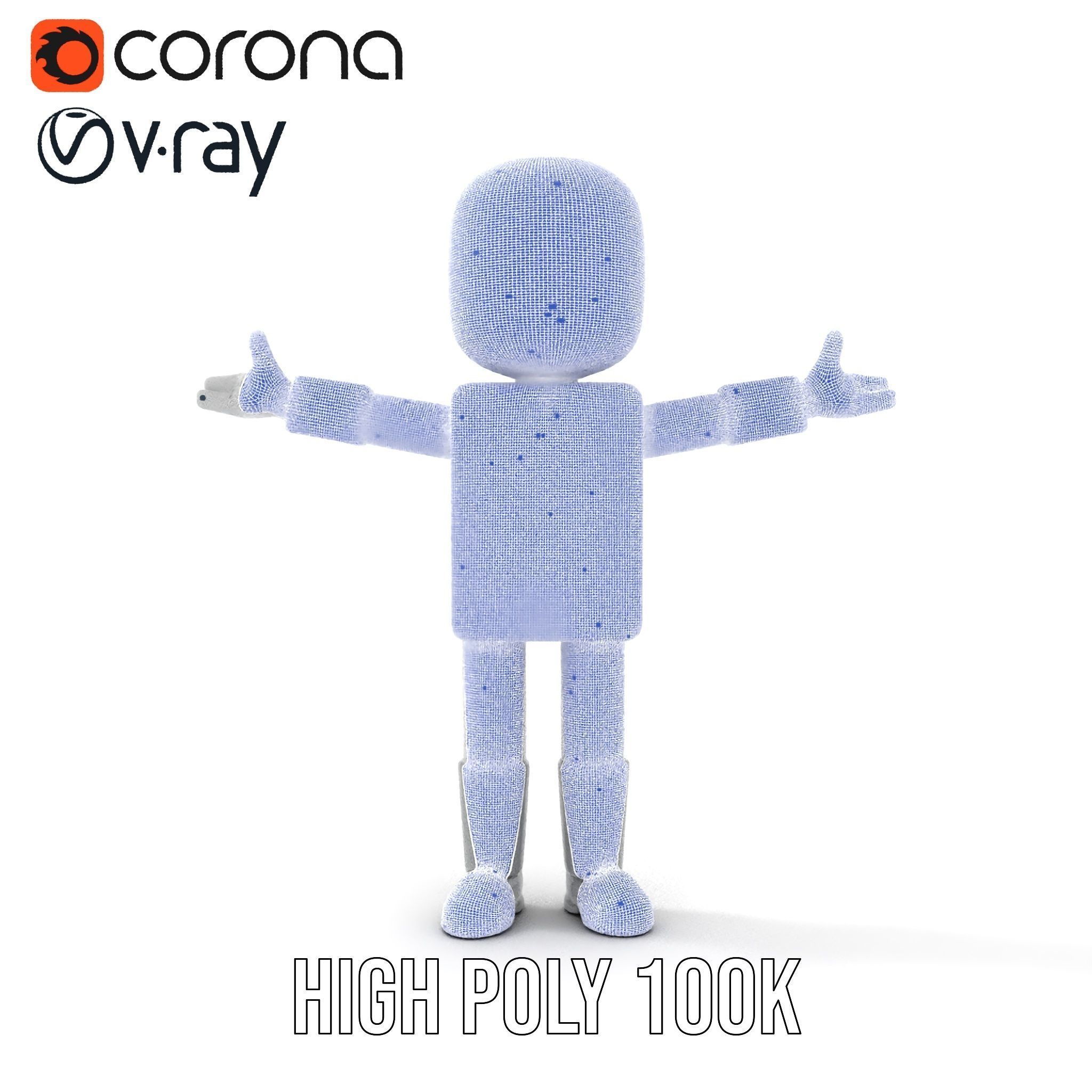 Basic Rigged and Animated D Blocky Character Model Low-poly 3D model_34