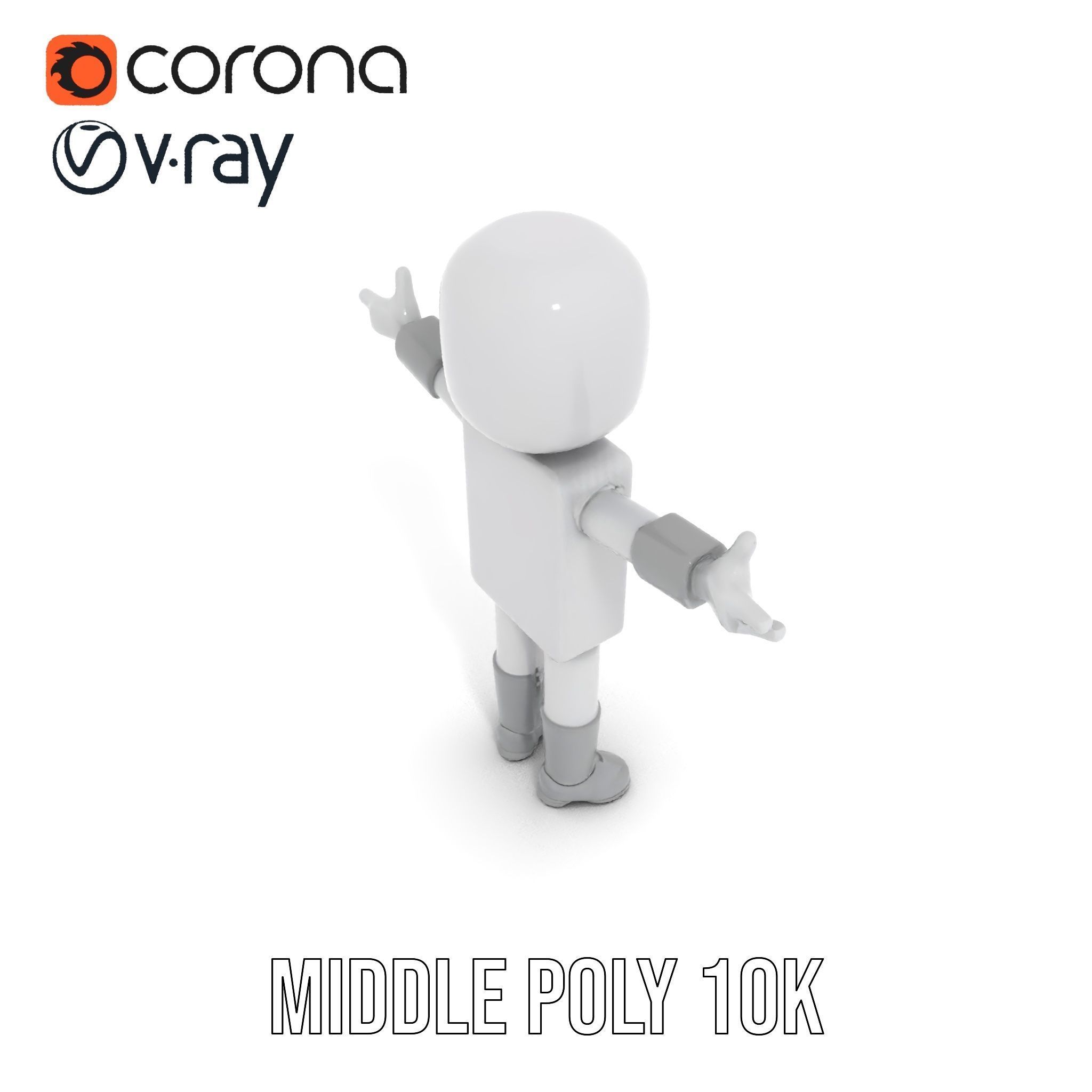 Basic Rigged and Animated D Blocky Character Model Low-poly 3D model_13