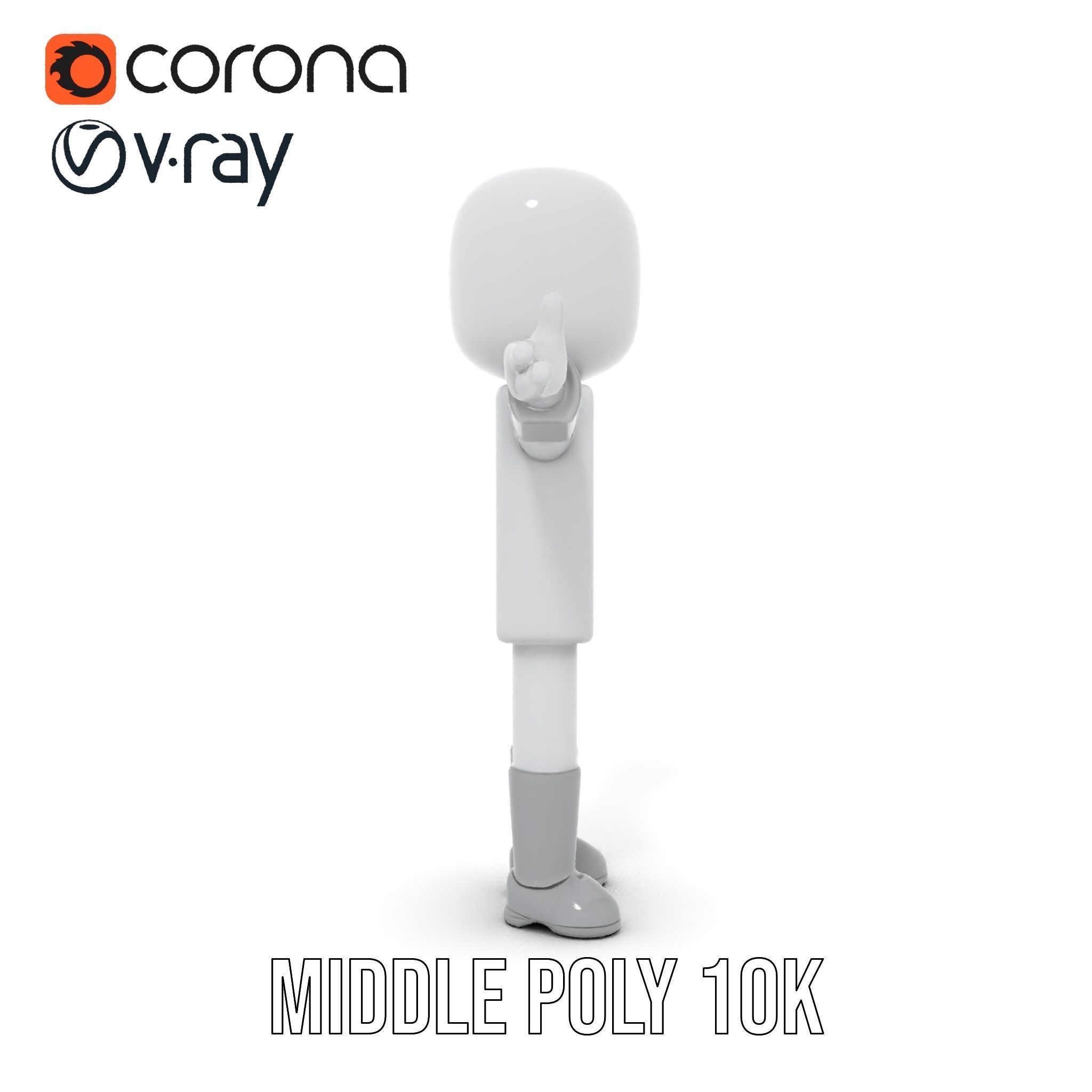 Basic Rigged and Animated D Blocky Character Model Low-poly 3D model_19