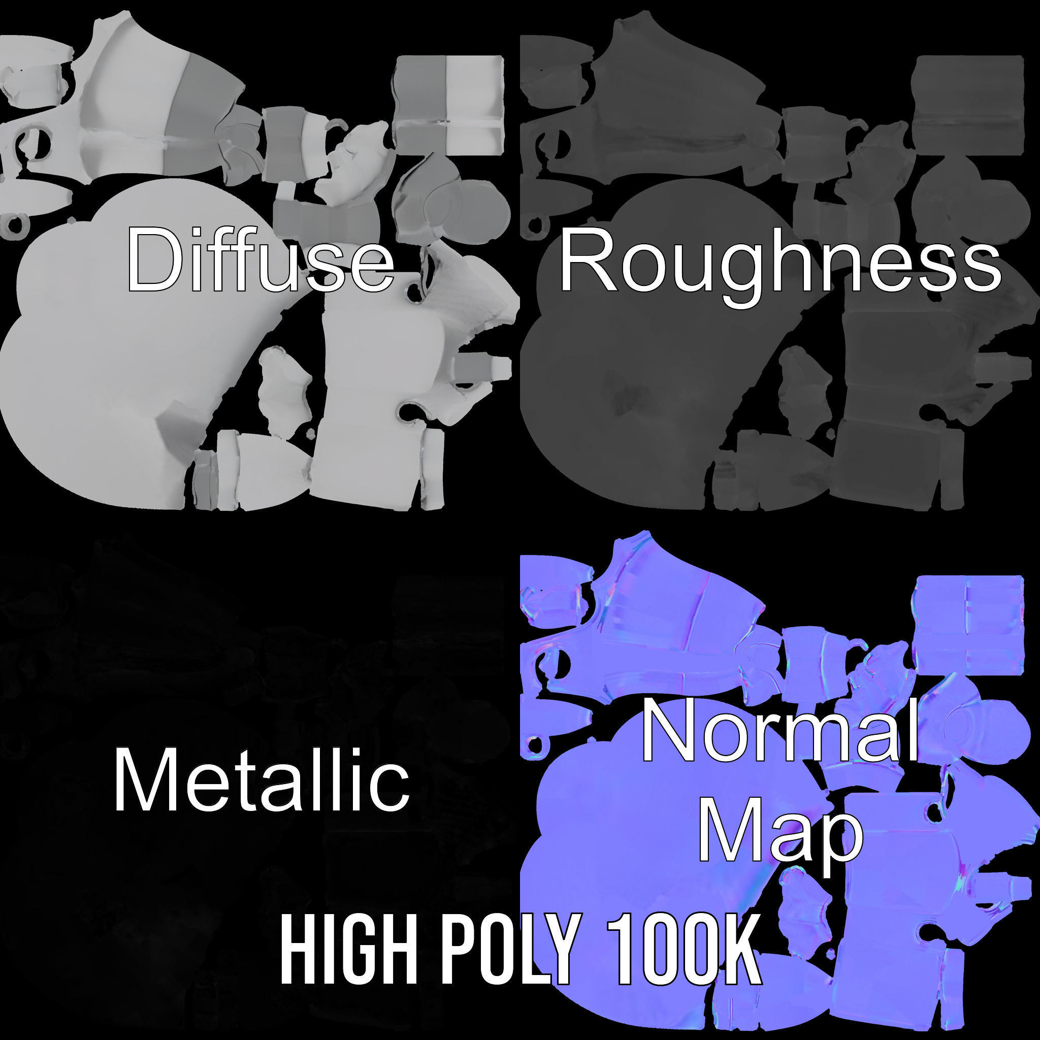 Basic Rigged and Animated D Blocky Character Model Low-poly 3D model_3