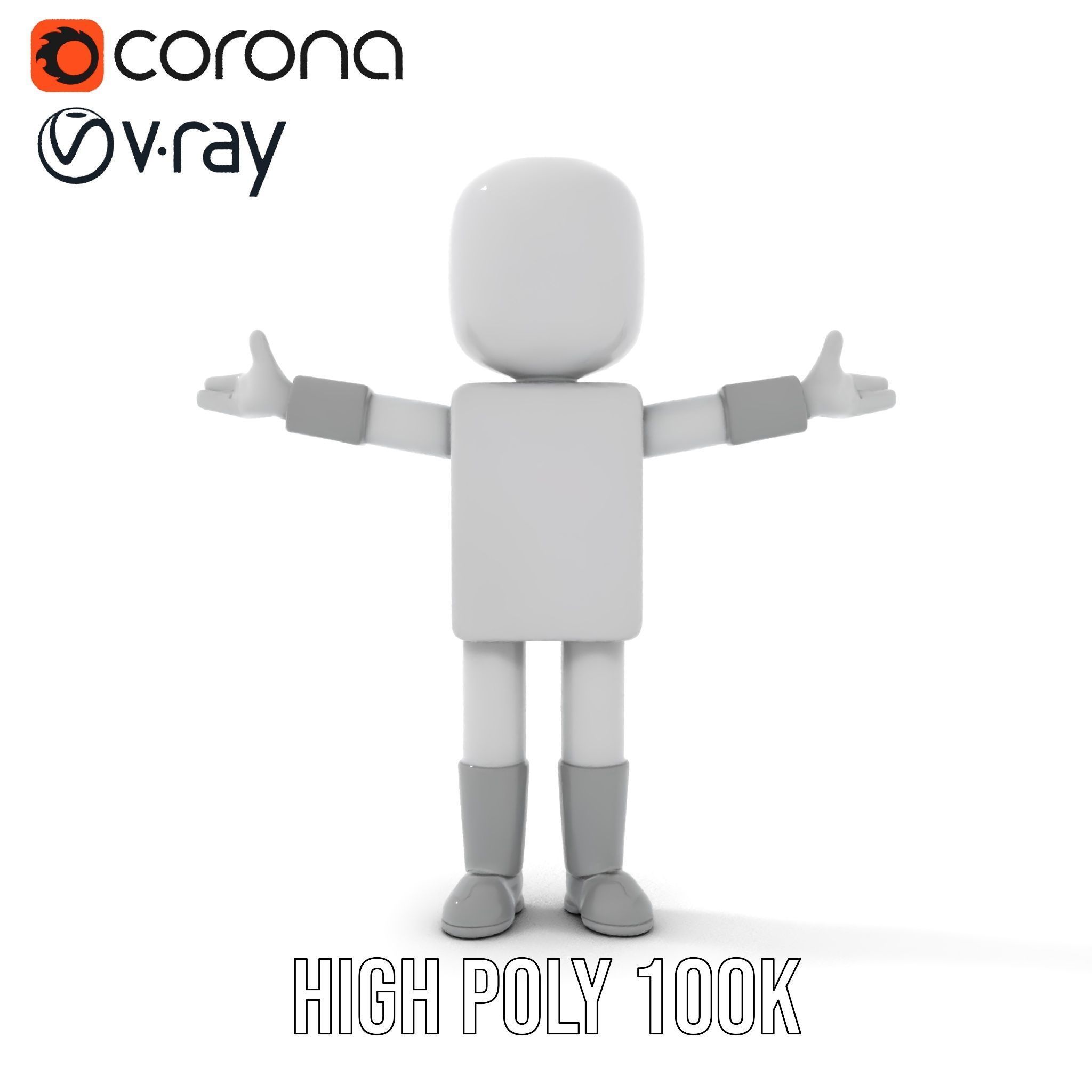 Basic Rigged and Animated D Blocky Character Model Low-poly 3D model_21