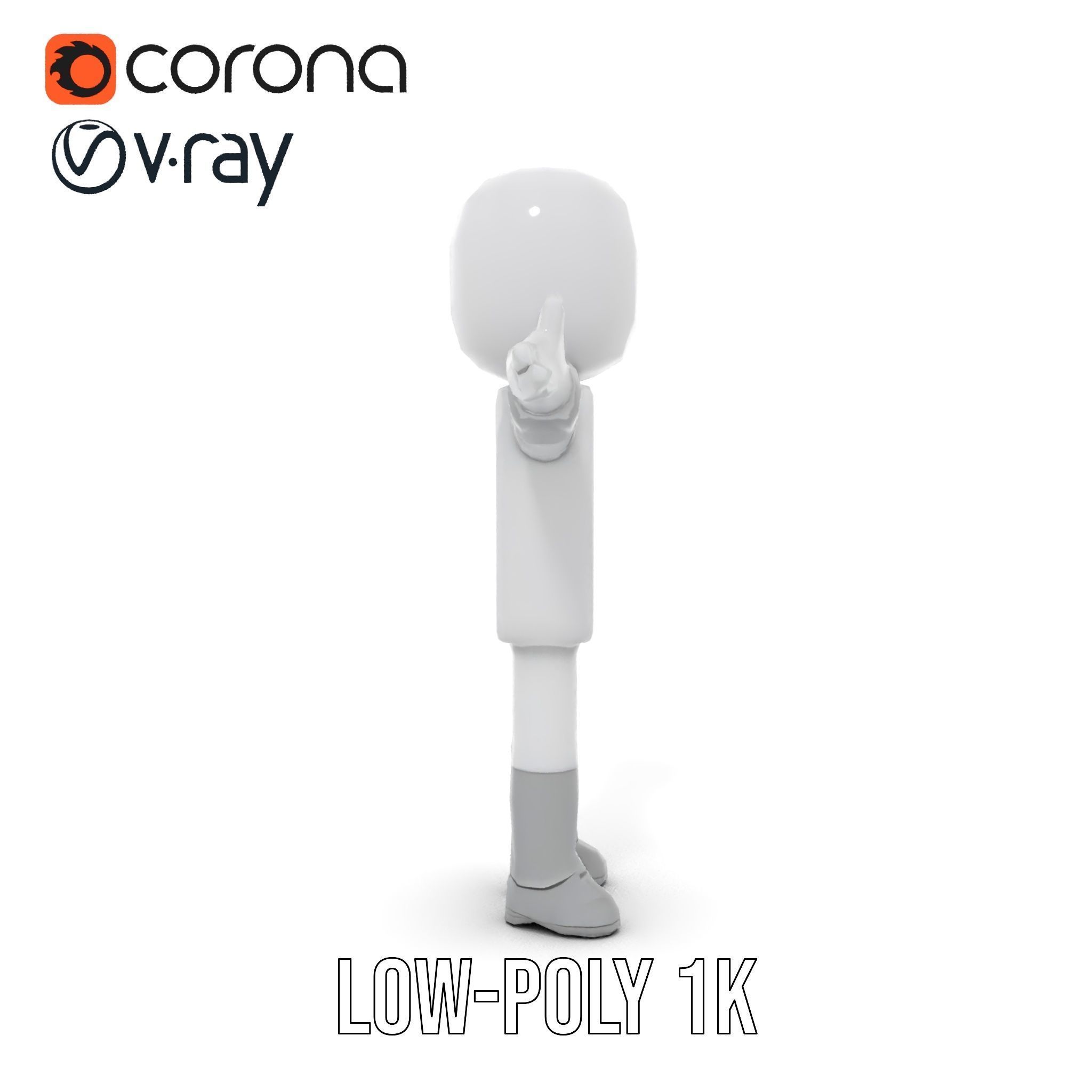 Basic Rigged and Animated D Blocky Character Model Low-poly 3D model_23