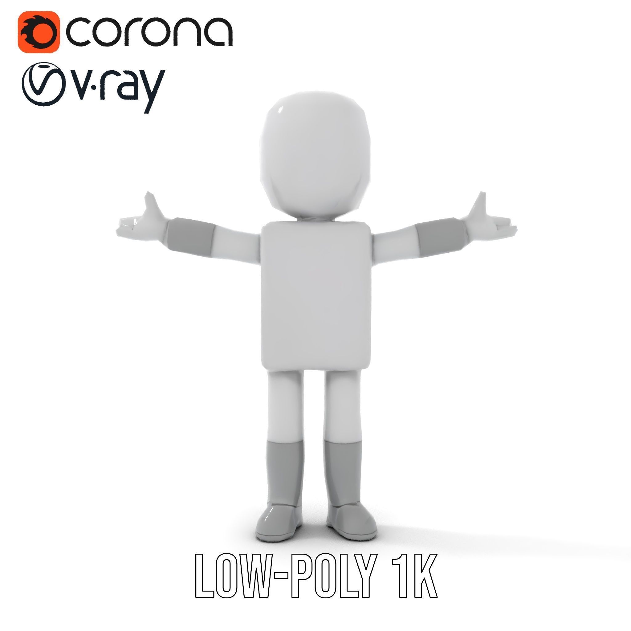 Basic Rigged and Animated D Blocky Character Model Low-poly 3D model_20