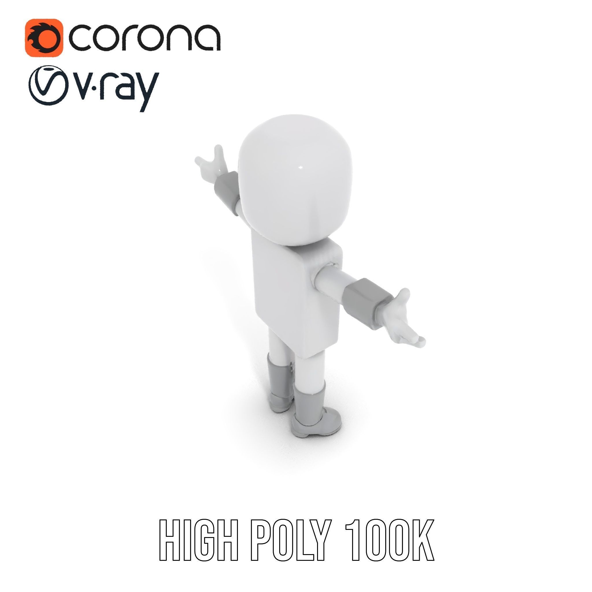 Basic Rigged and Animated D Blocky Character Model Low-poly 3D model_15