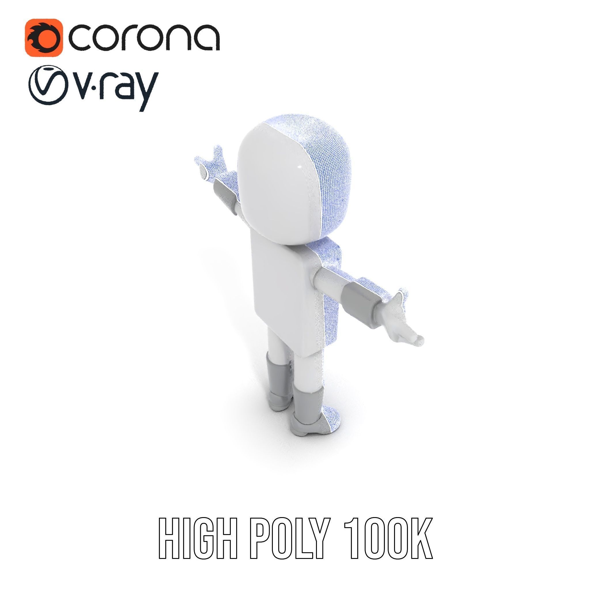 Basic Rigged and Animated D Blocky Character Model Low-poly 3D model_26