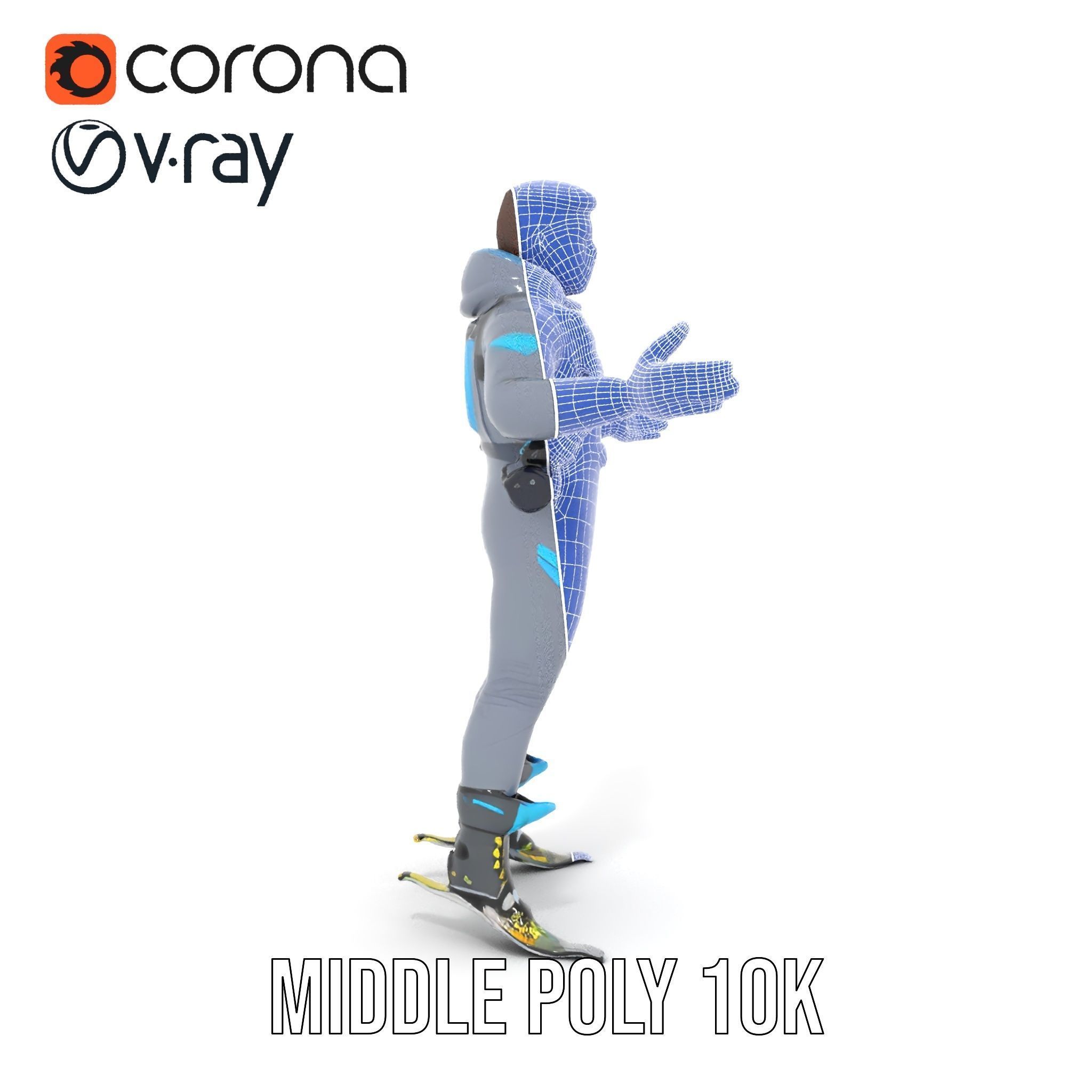Skiing Adventurer Rigged and Animated D Character Model Low-poly 3D model_33