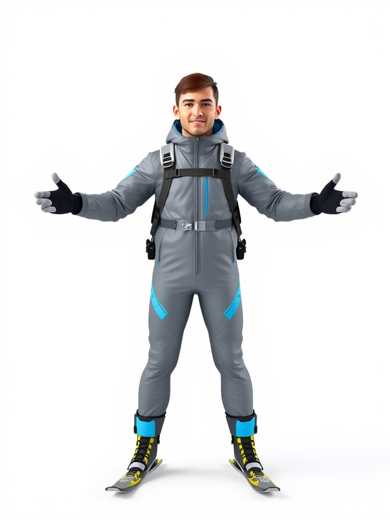 Skiing Adventurer Rigged and Animated D Character Model Low-poly 3D model_2