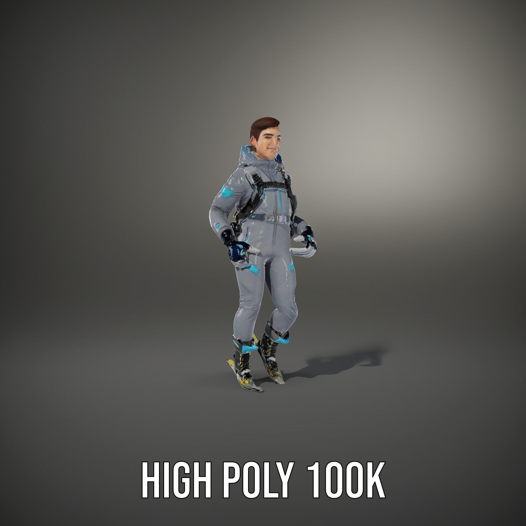 Skiing Adventurer Rigged and Animated D Character Model Low-poly 3D model_9