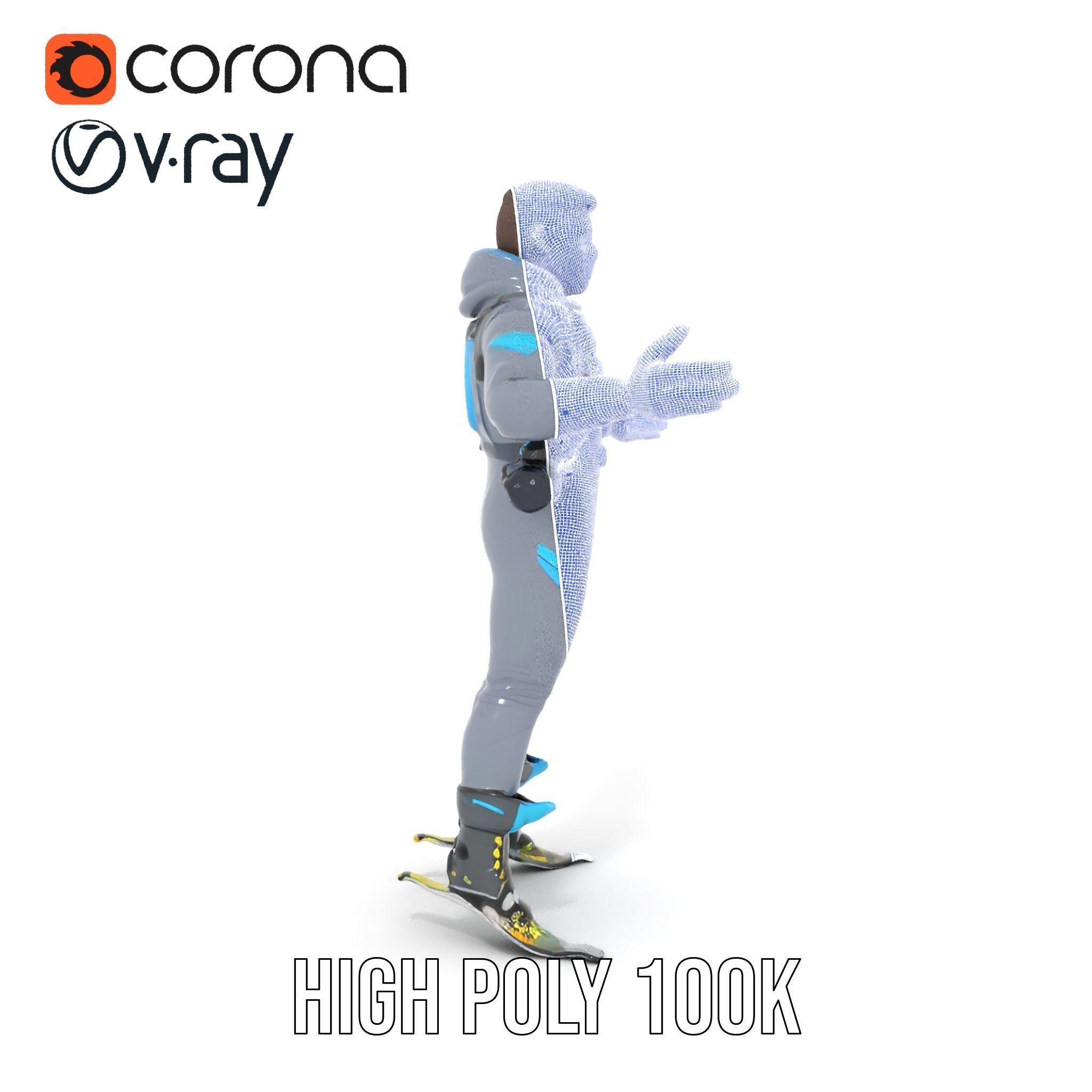 Skiing Adventurer Rigged and Animated D Character Model Low-poly 3D model_32