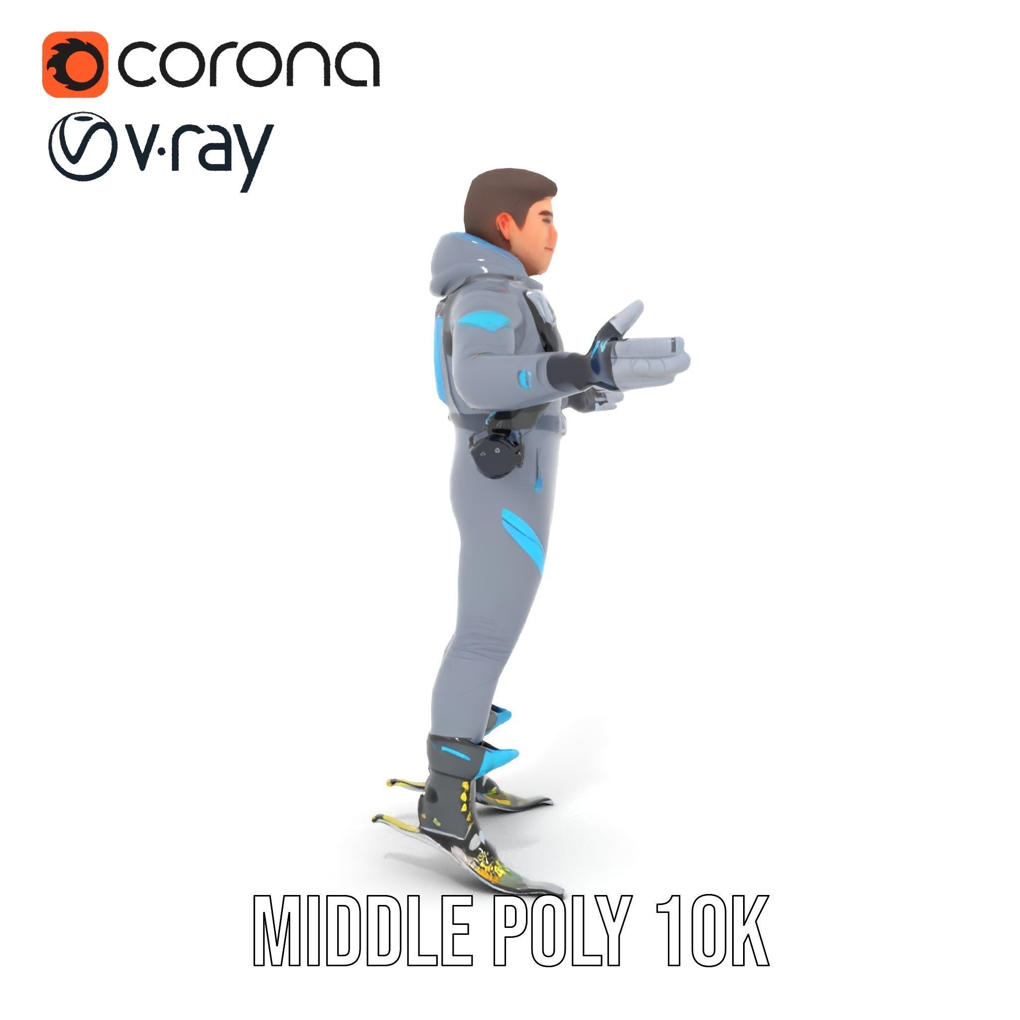 Skiing Adventurer Rigged and Animated D Character Model Low-poly 3D model_16