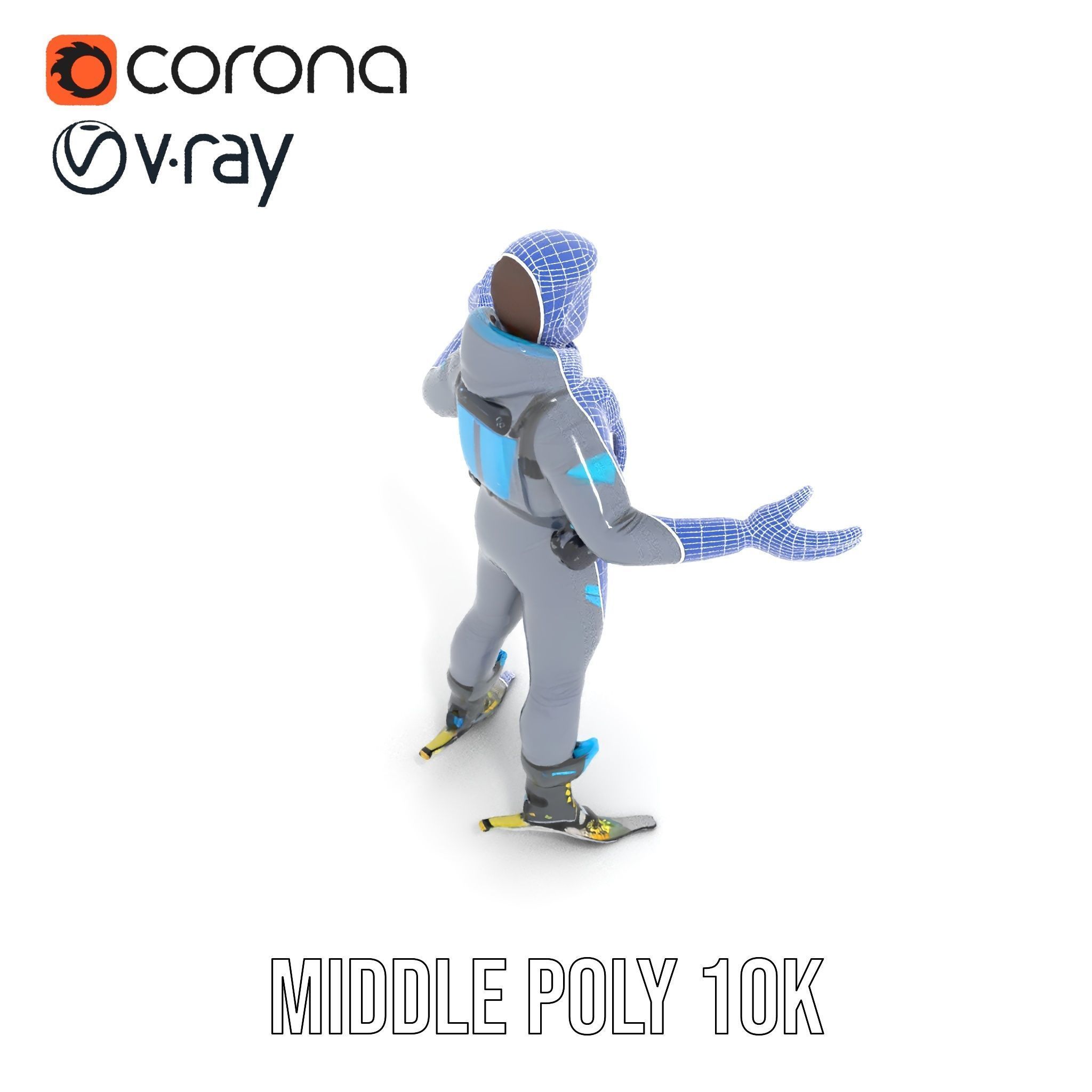 Skiing Adventurer Rigged and Animated D Character Model Low-poly 3D model_18