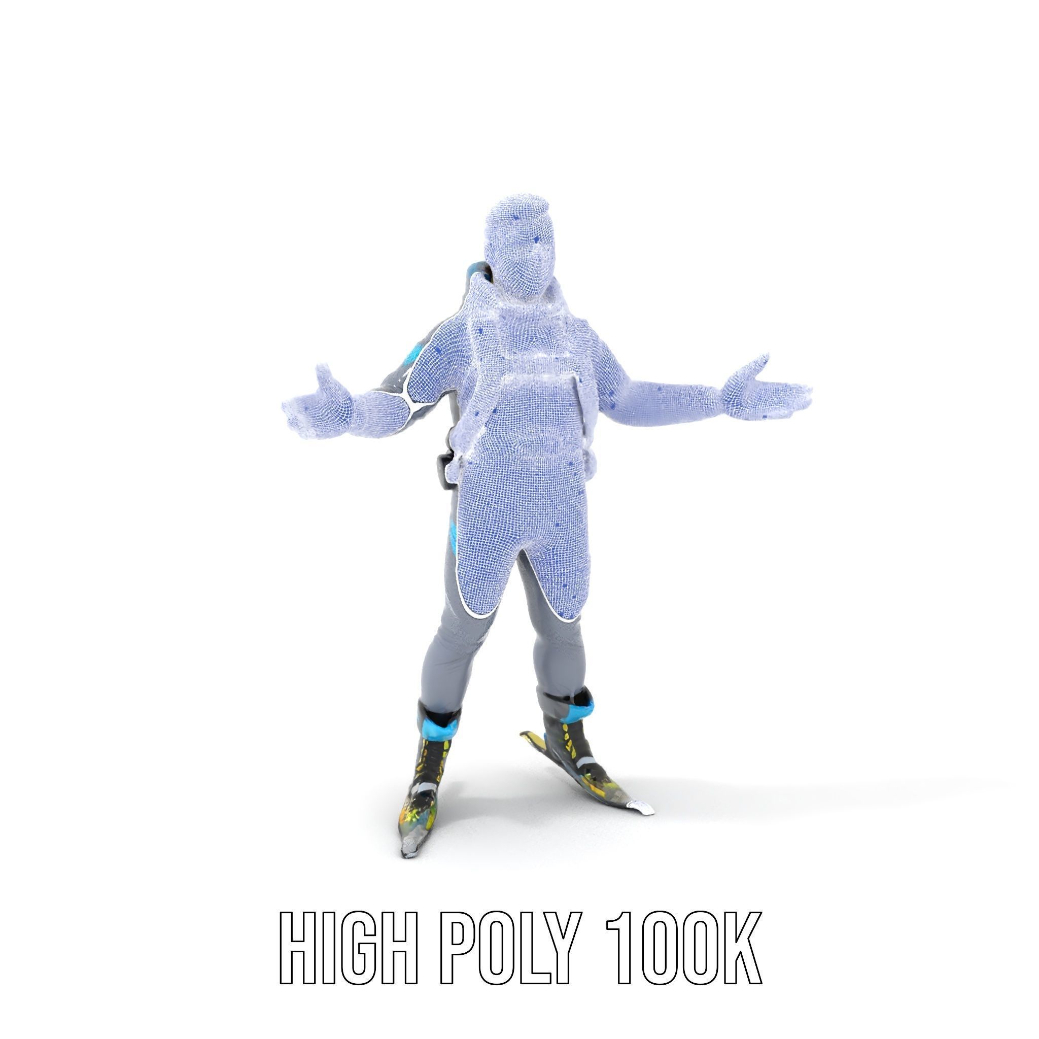 Skiing Adventurer Rigged and Animated D Character Model Low-poly 3D model_4