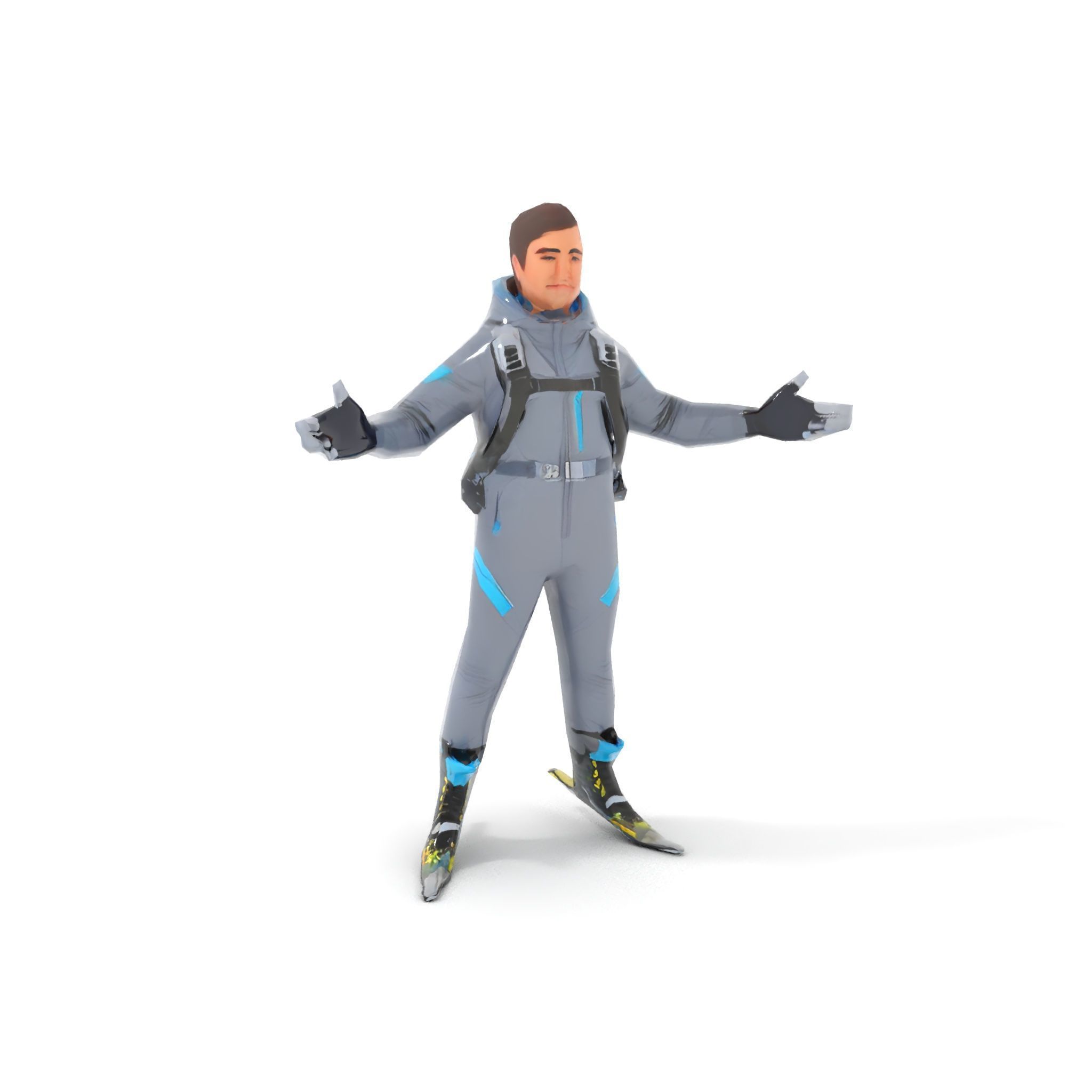 Skiing Adventurer Rigged and Animated D Character Model Low-poly 3D model_11