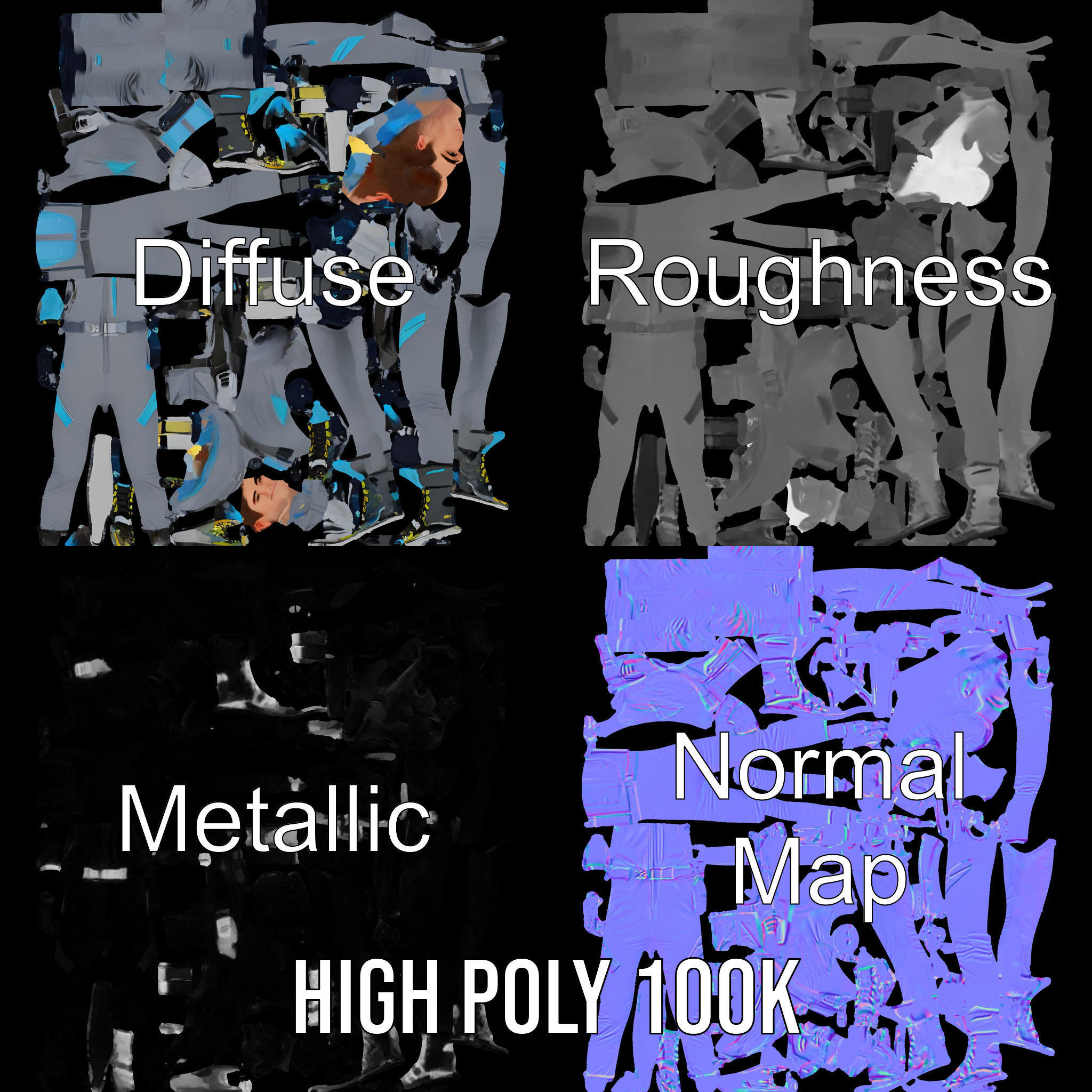 Skiing Adventurer Rigged and Animated D Character Model Low-poly 3D model_3