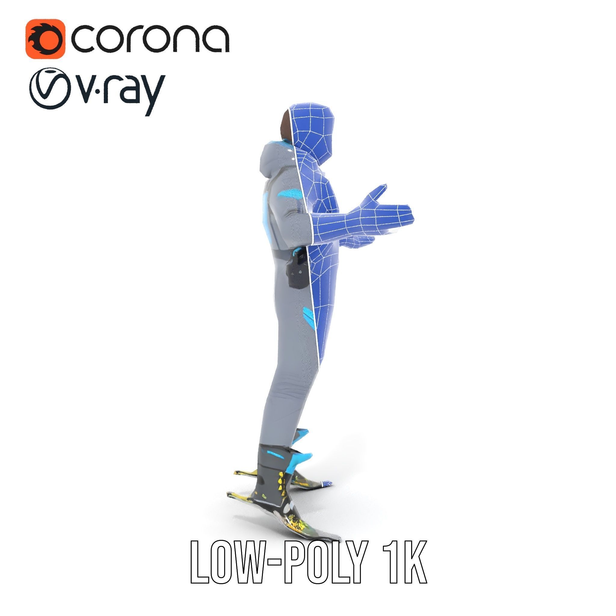 Skiing Adventurer Rigged and Animated D Character Model Low-poly 3D model_19