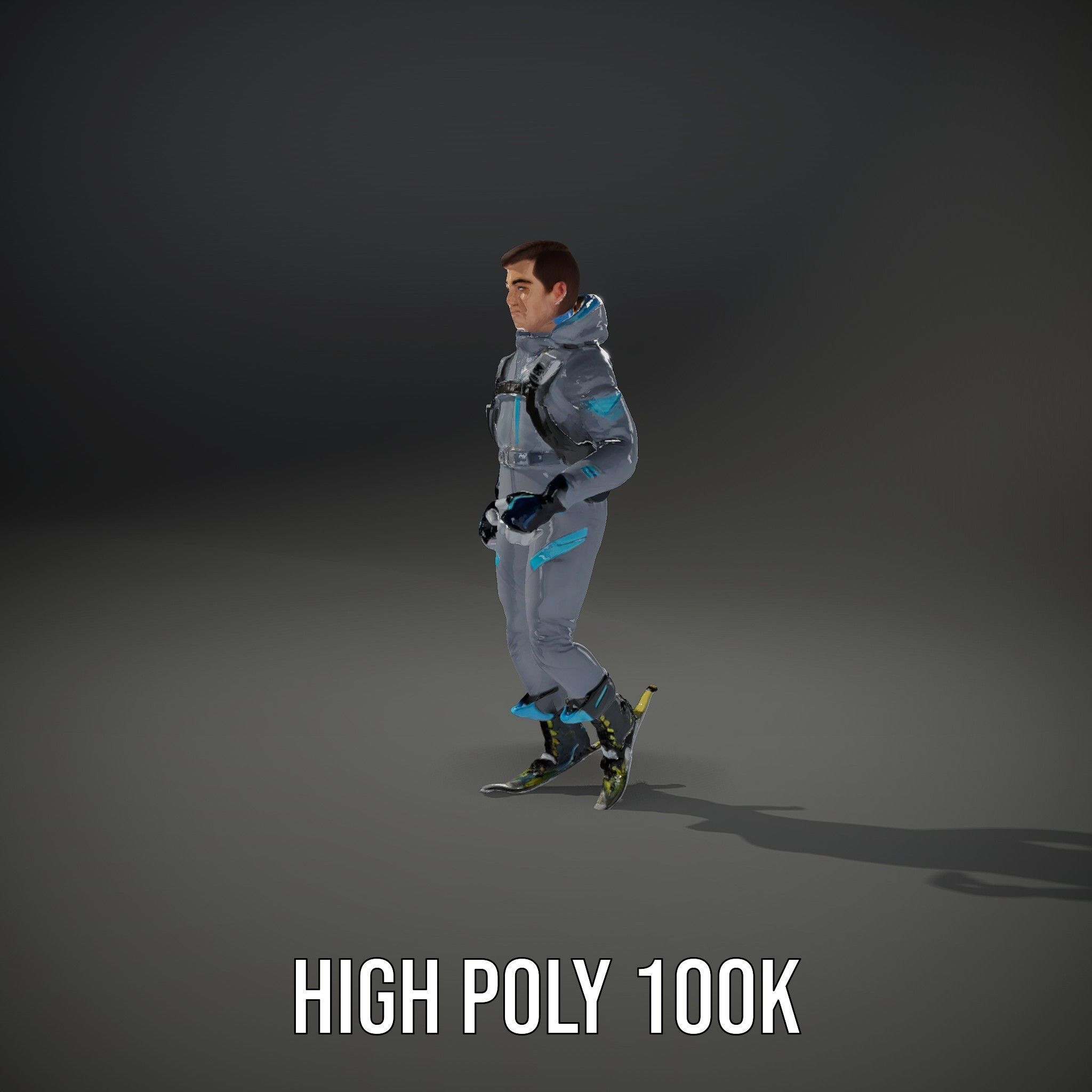 Skiing Adventurer Rigged and Animated D Character Model Low-poly 3D model_15