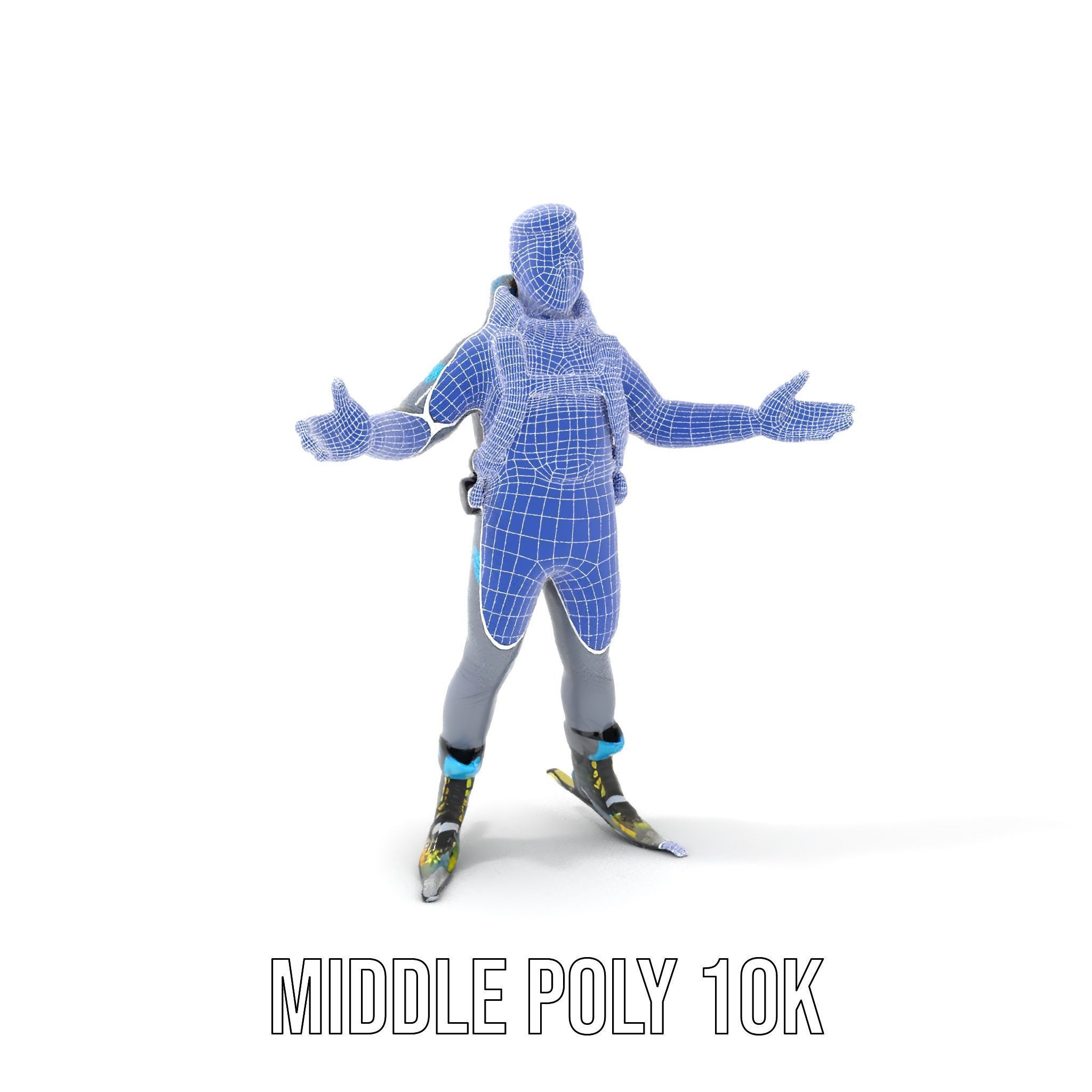 Skiing Adventurer Rigged and Animated D Character Model Low-poly 3D model_27
