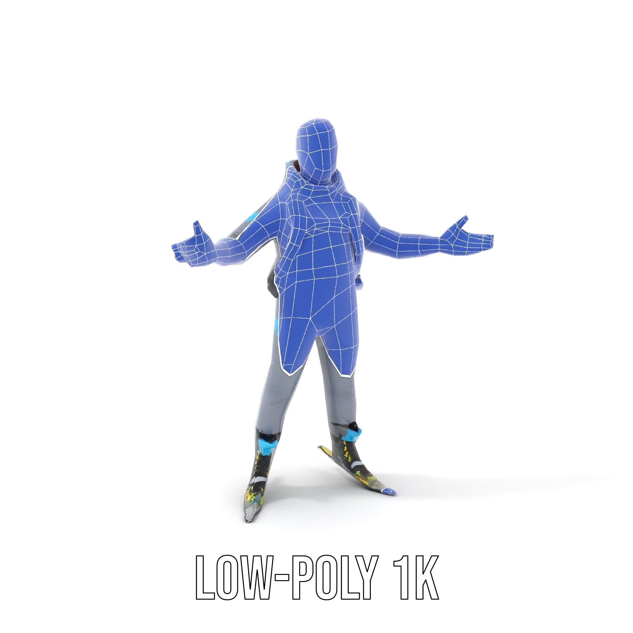 Skiing Adventurer Rigged and Animated D Character Model Low-poly 3D model_28