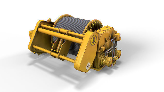 Hydraulic Mooring Winch Low-poly 3D model