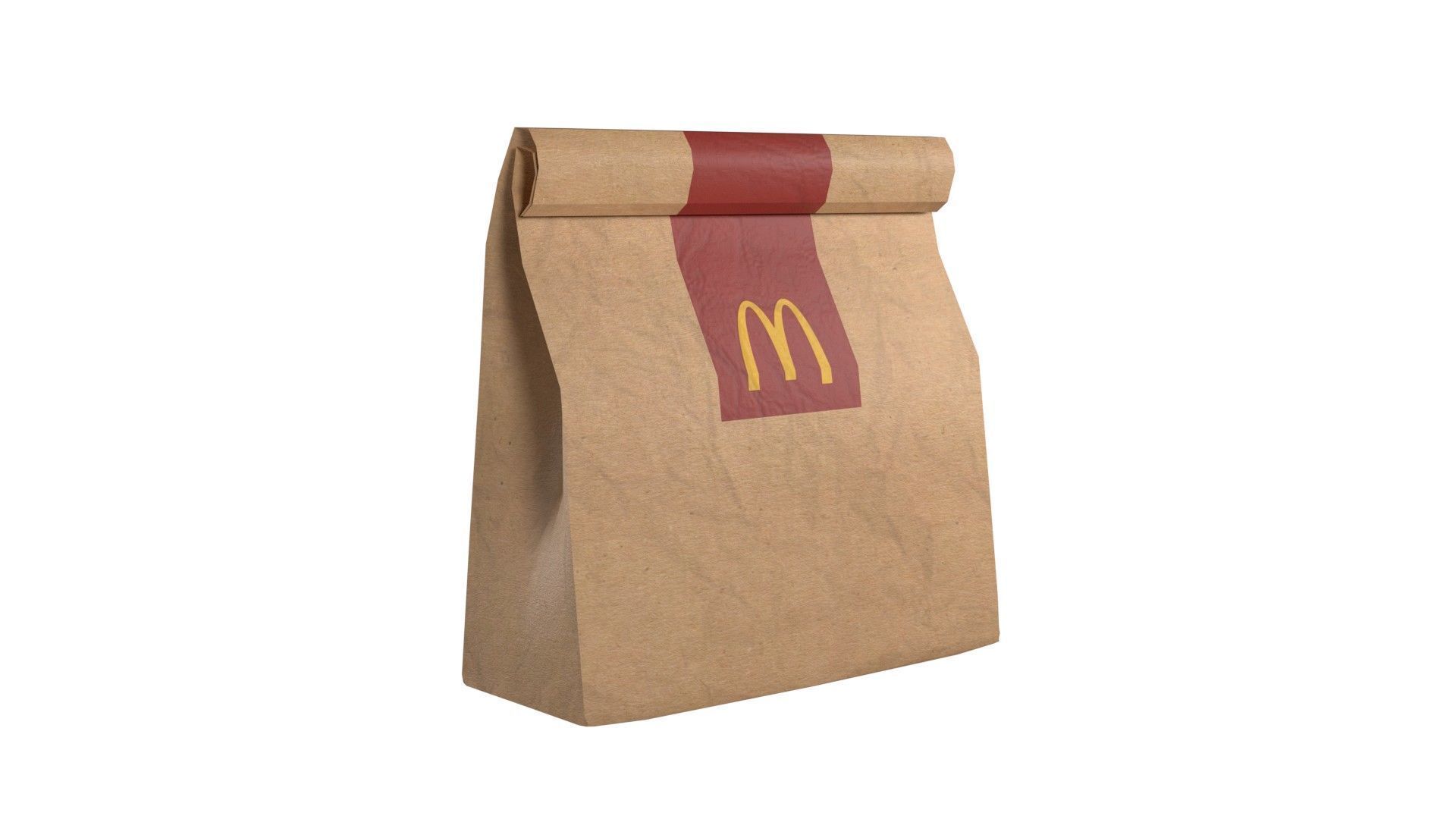 Fast Food Paper Bag  Low-poly 3D model_4
