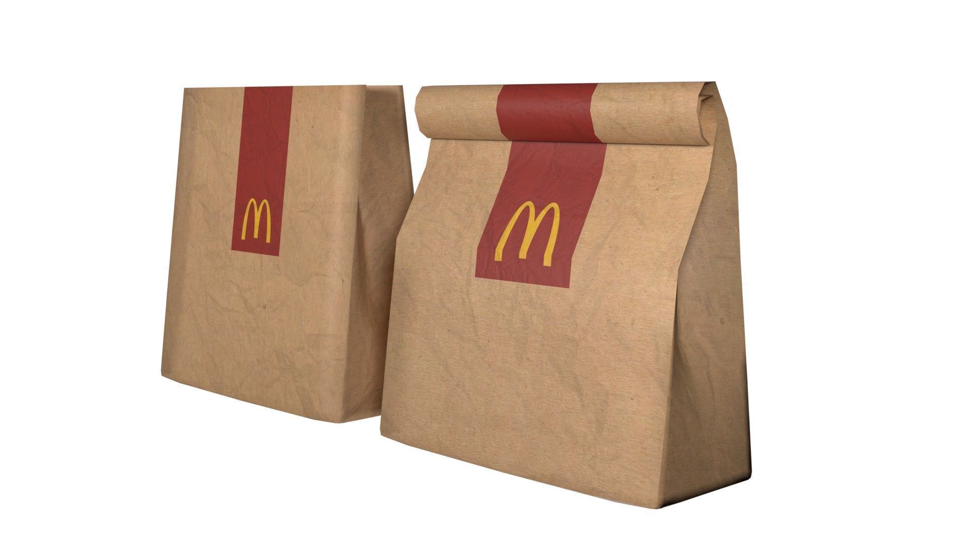 Fast Food Paper Bag  Low-poly 3D model_6