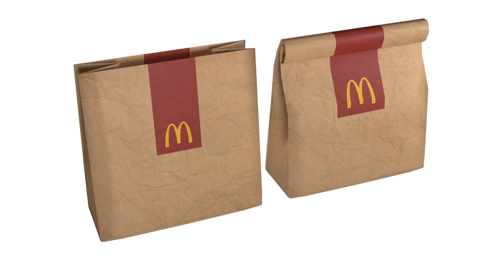 Fast Food Paper Bag  Low-poly 3D model_1