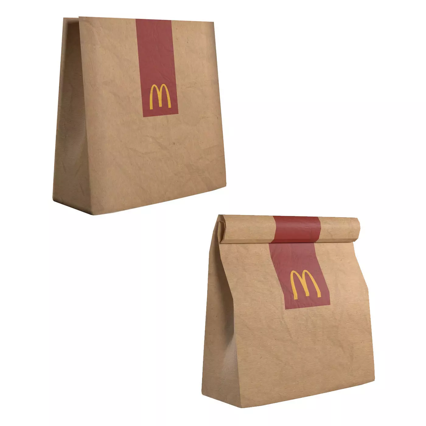 Fast Food Paper Bag  Low-poly 3D model_0