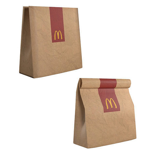 Fast Food Paper Bag  Low-poly 3D model