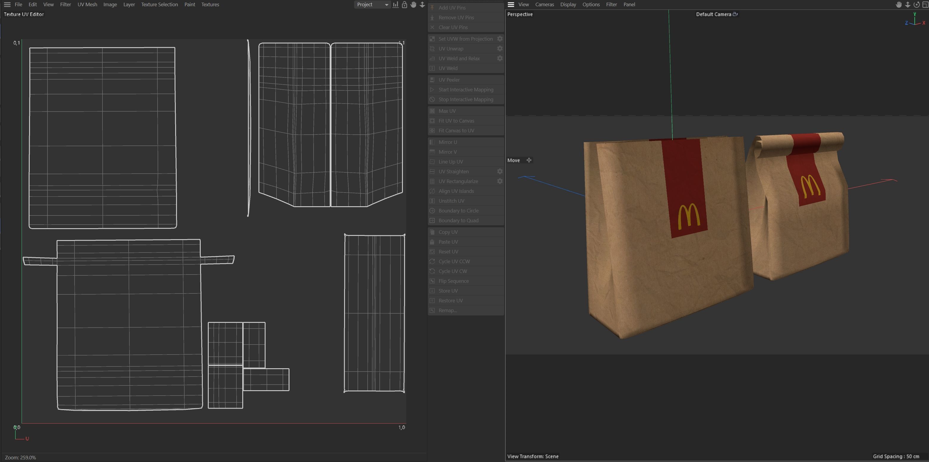 Fast Food Paper Bag  Low-poly 3D model_7