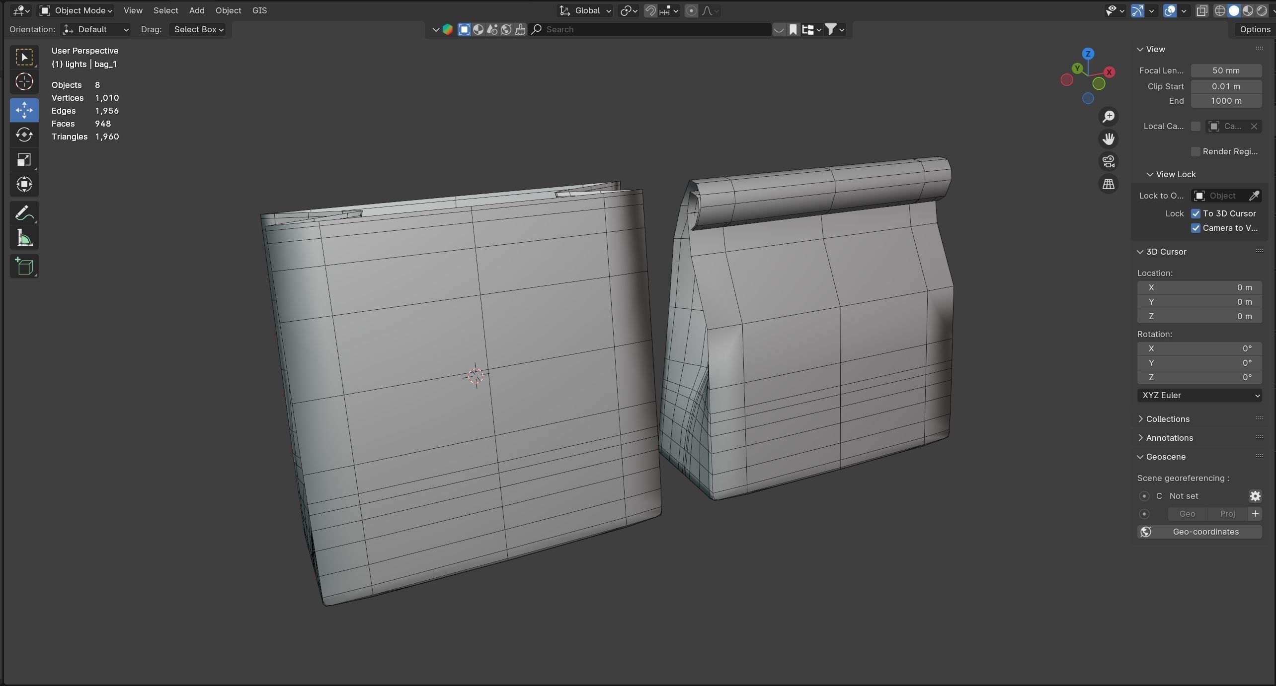 Fast Food Paper Bag  Low-poly 3D model_8