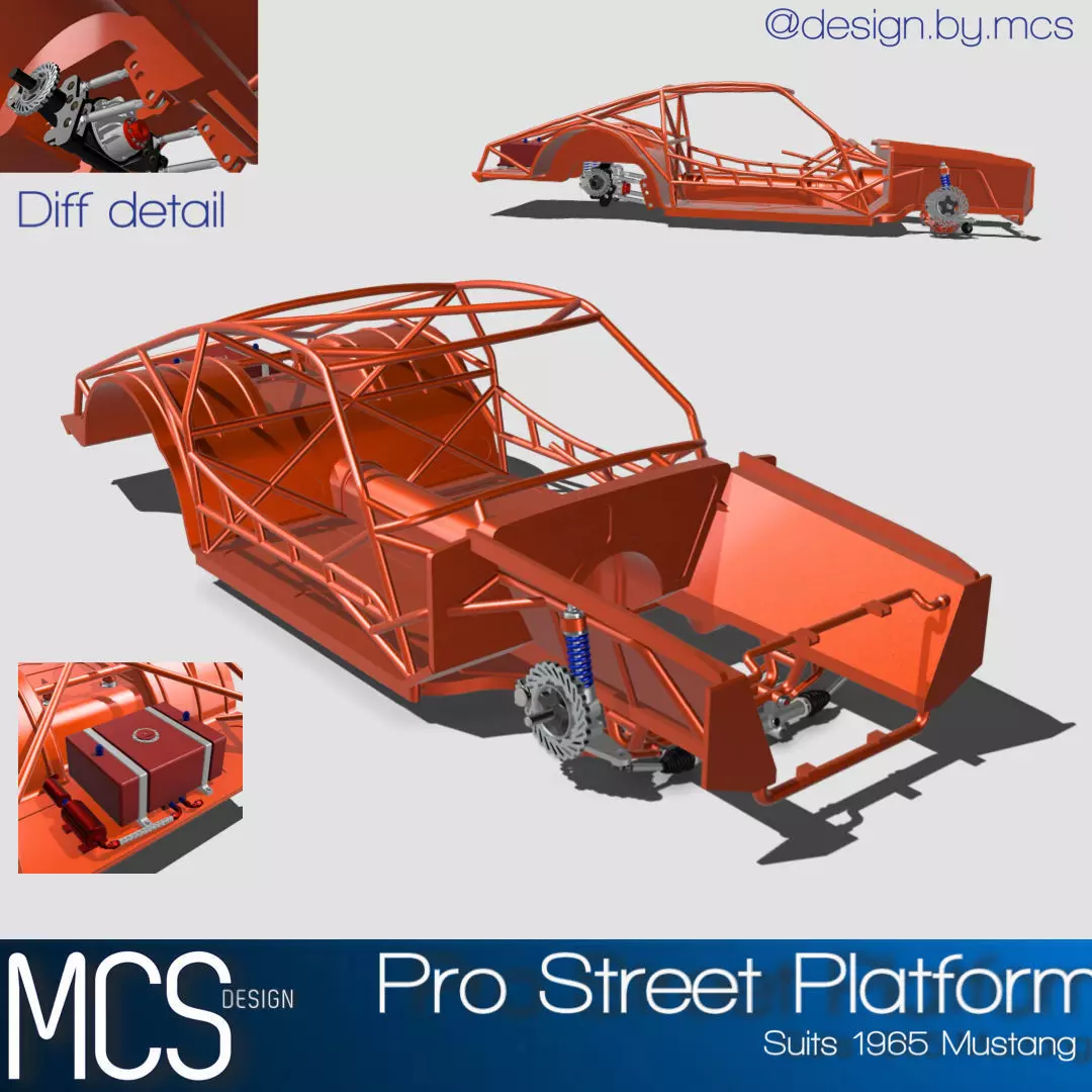 Pro Street Chassis Platform for 65 Mustang 3D print model_0
