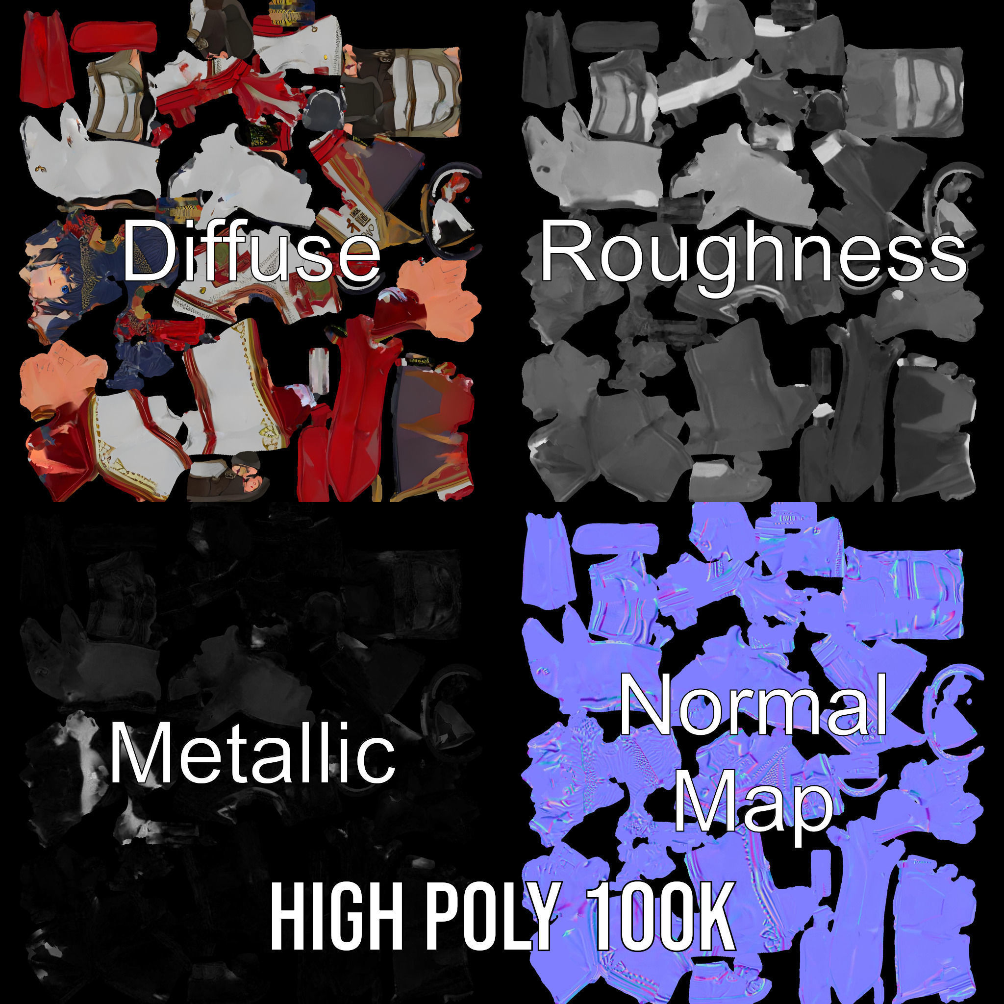 Rigged and Animated Warrior Monk with Traditional Outfit Low-poly 3D model_3