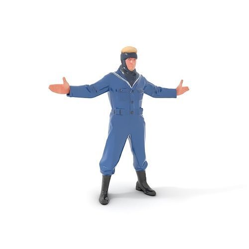 Blue Sailor Rigged and Animated Character Model for Games Low-poly 3D model