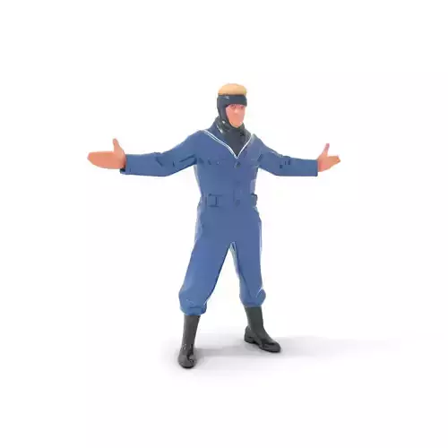 Blue Sailor Rigged and Animated Character Model for Games