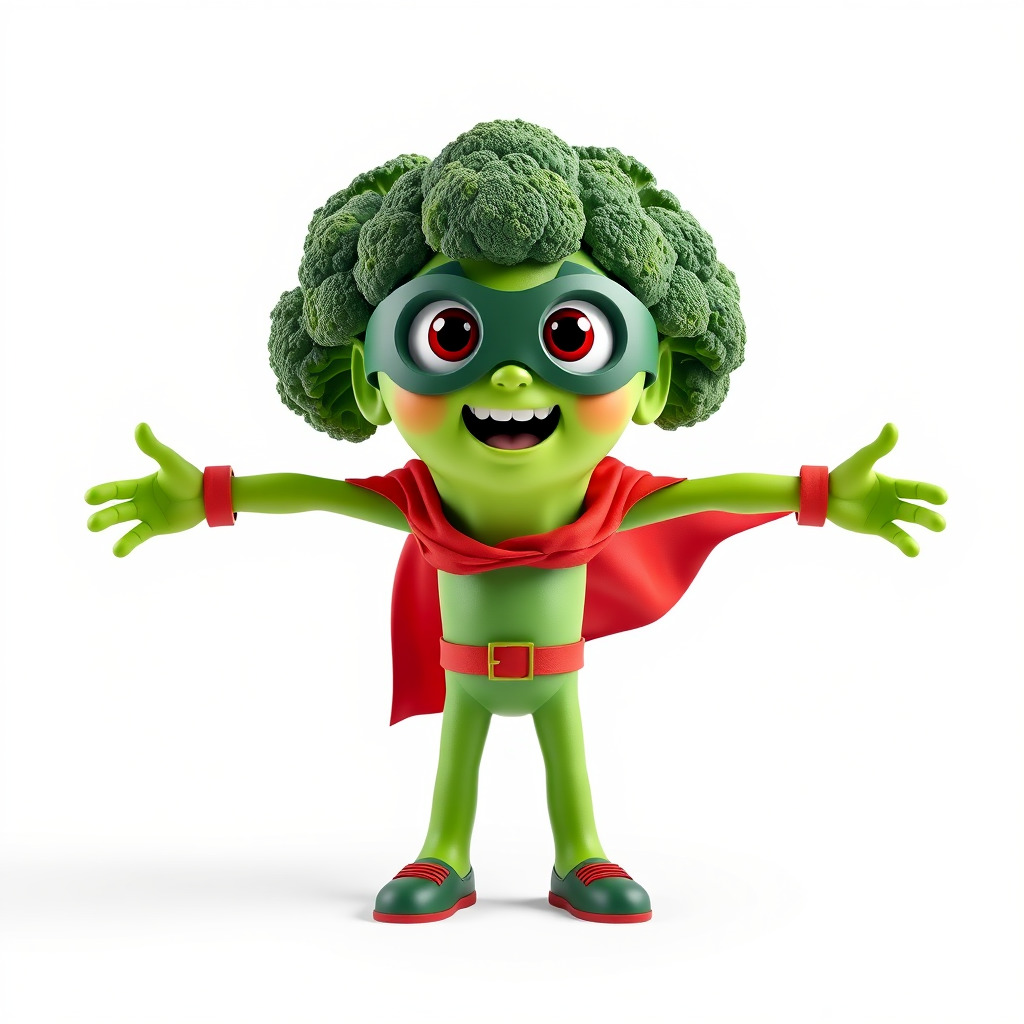 Broccoli Superhero Rigged and Animated D Character Model Low-poly 3D model_2