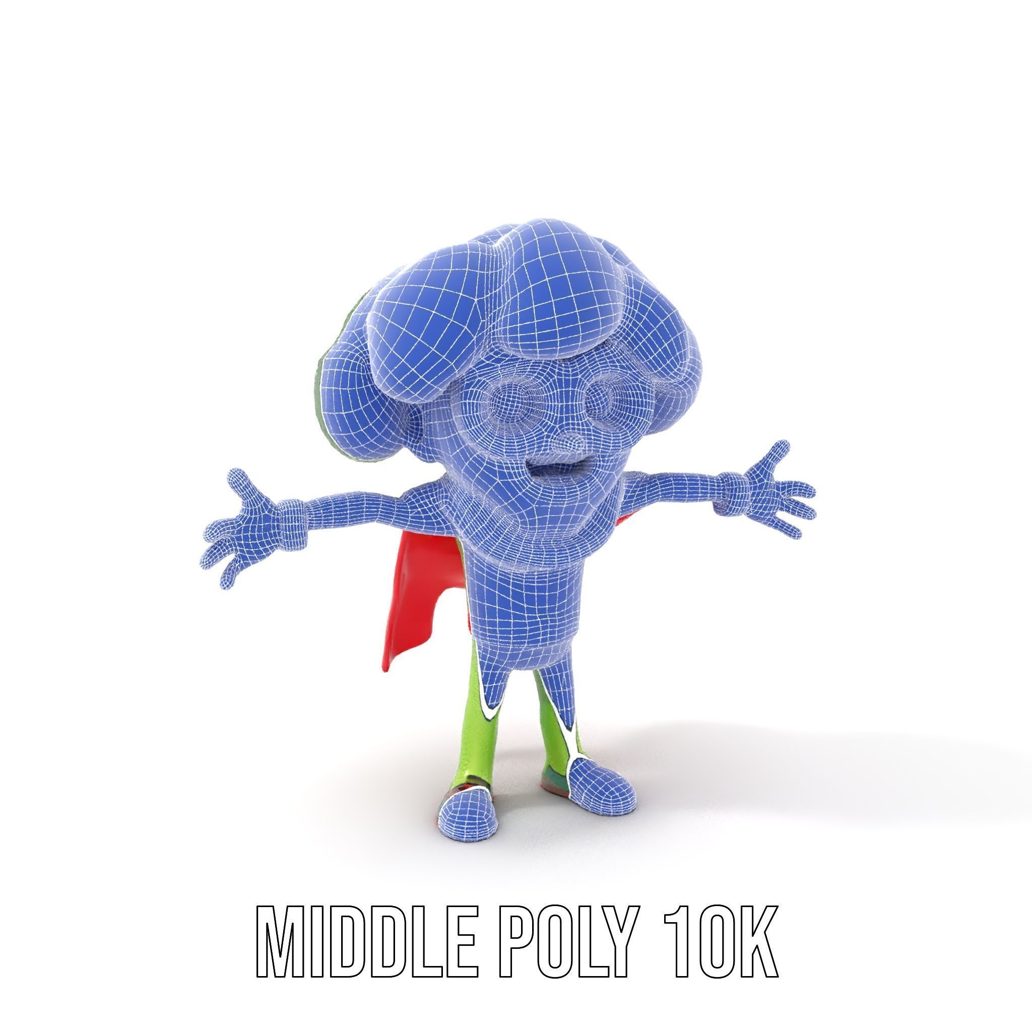 Broccoli Superhero Rigged and Animated D Character Model Low-poly 3D model_32