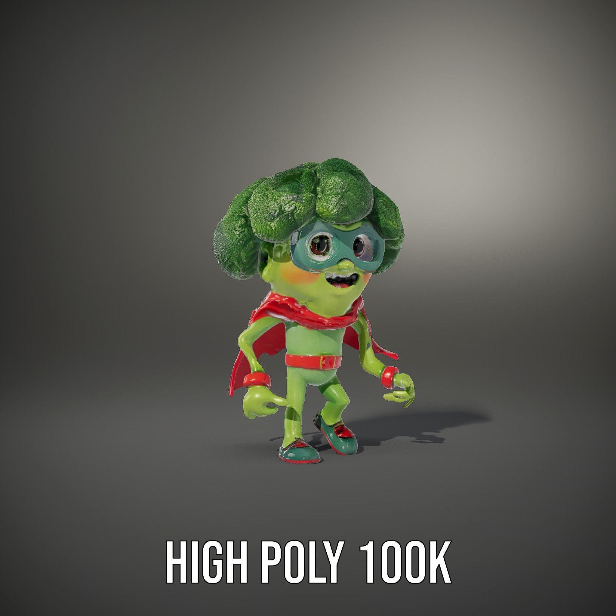 Broccoli Superhero Rigged and Animated D Character Model Low-poly 3D model_31