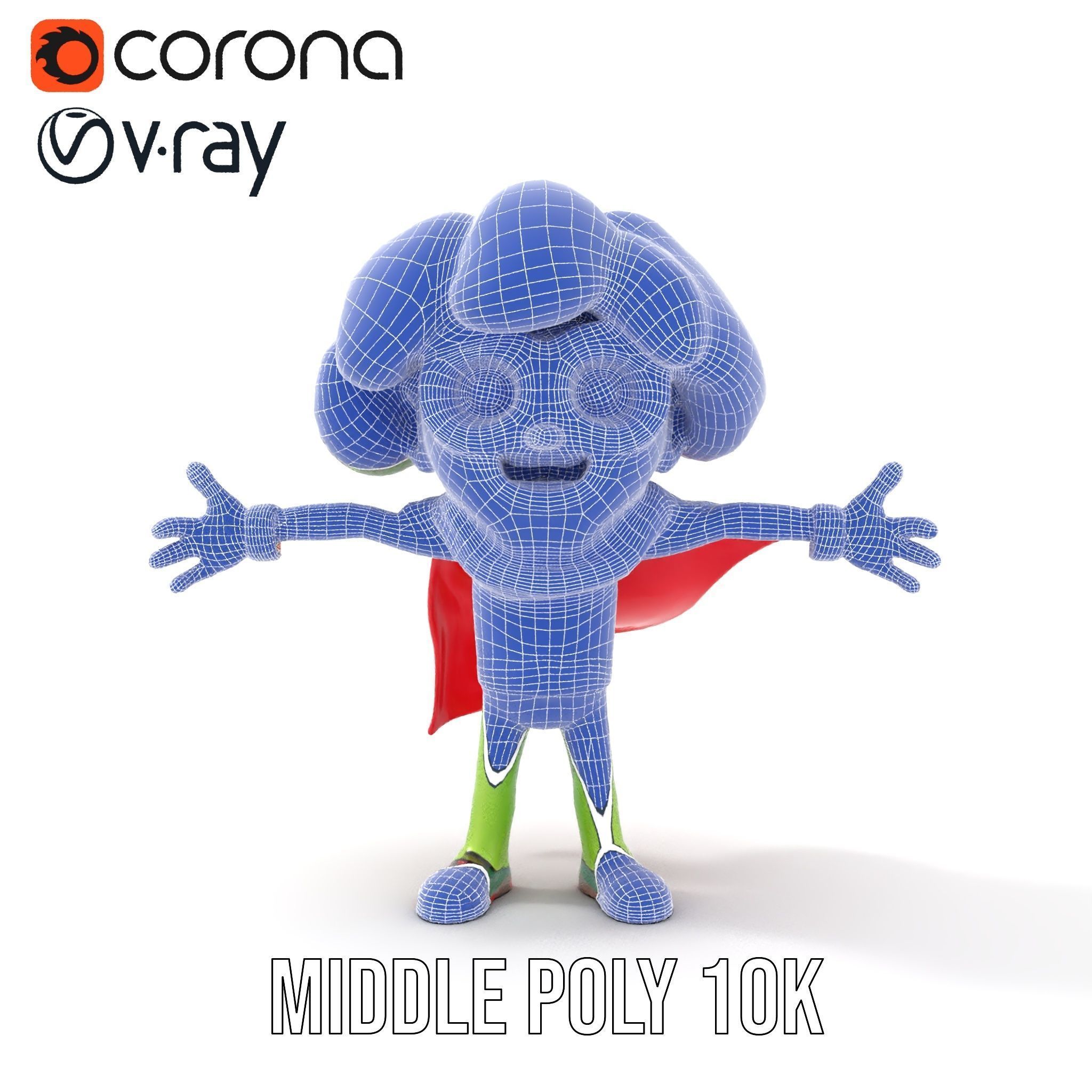 Broccoli Superhero Rigged and Animated D Character Model Low-poly 3D model_24