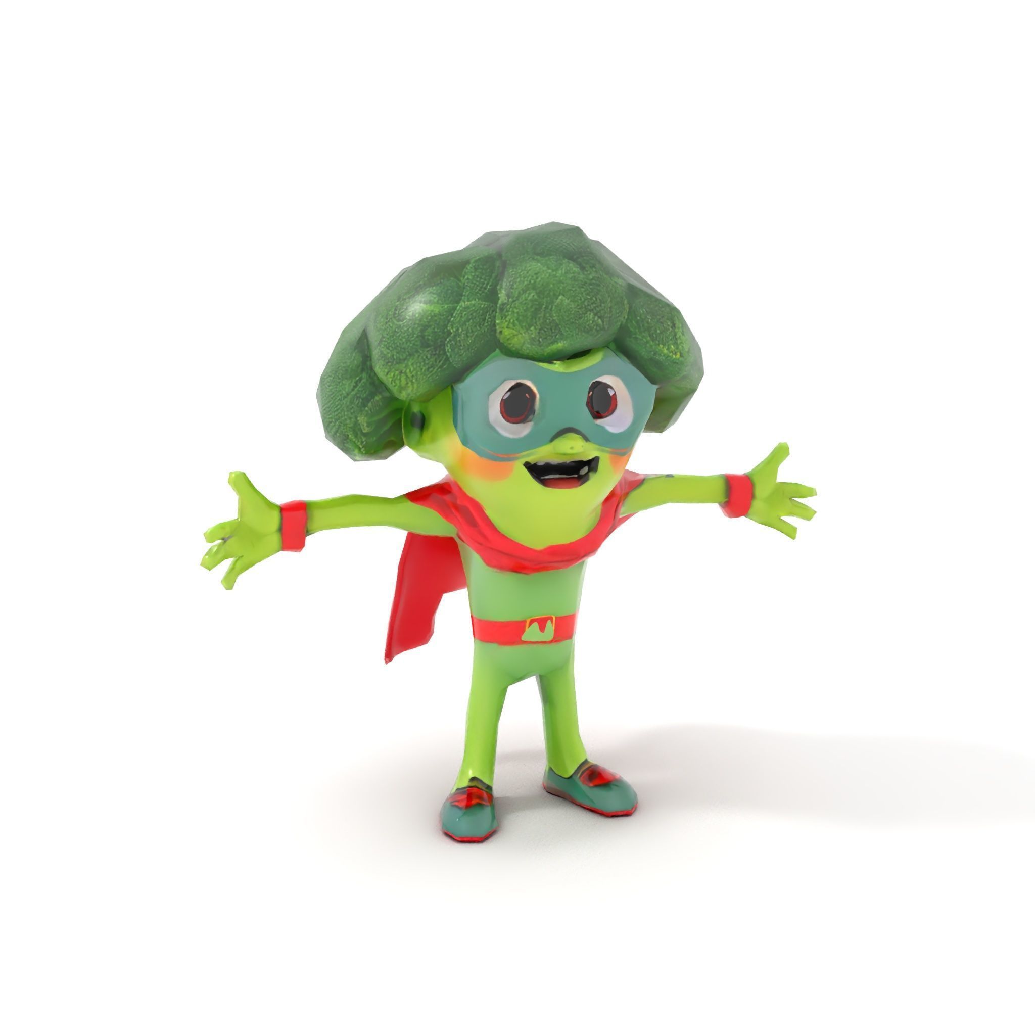 Broccoli Superhero Rigged and Animated D Character Model Low-poly 3D model_8