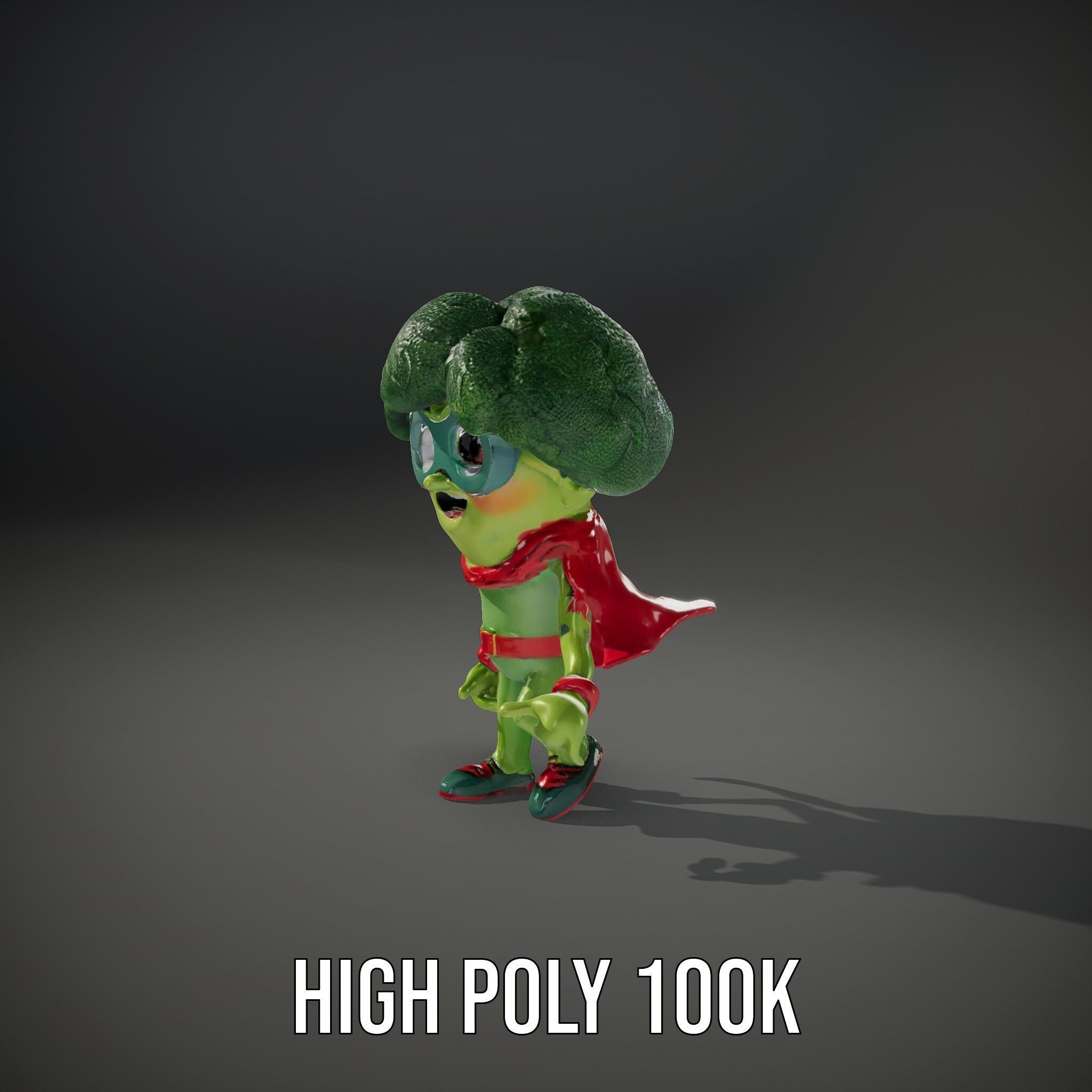 Broccoli Superhero Rigged and Animated D Character Model Low-poly 3D model_23