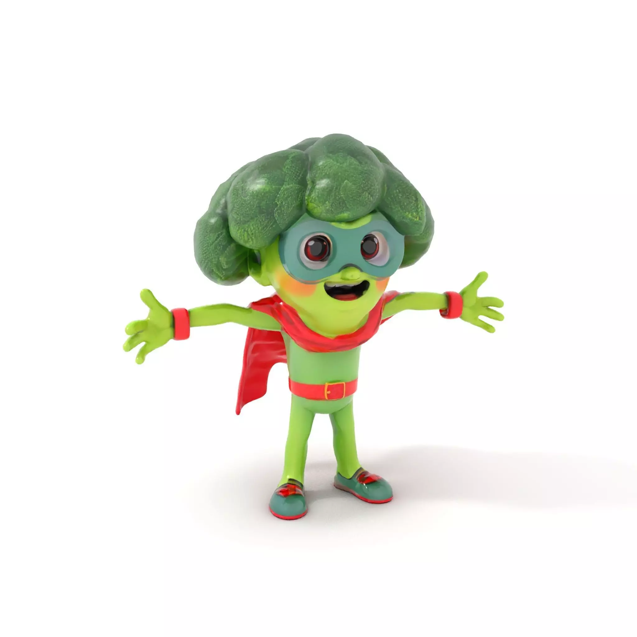 Broccoli Superhero Rigged and Animated D Character Model Low-poly 3D model_0