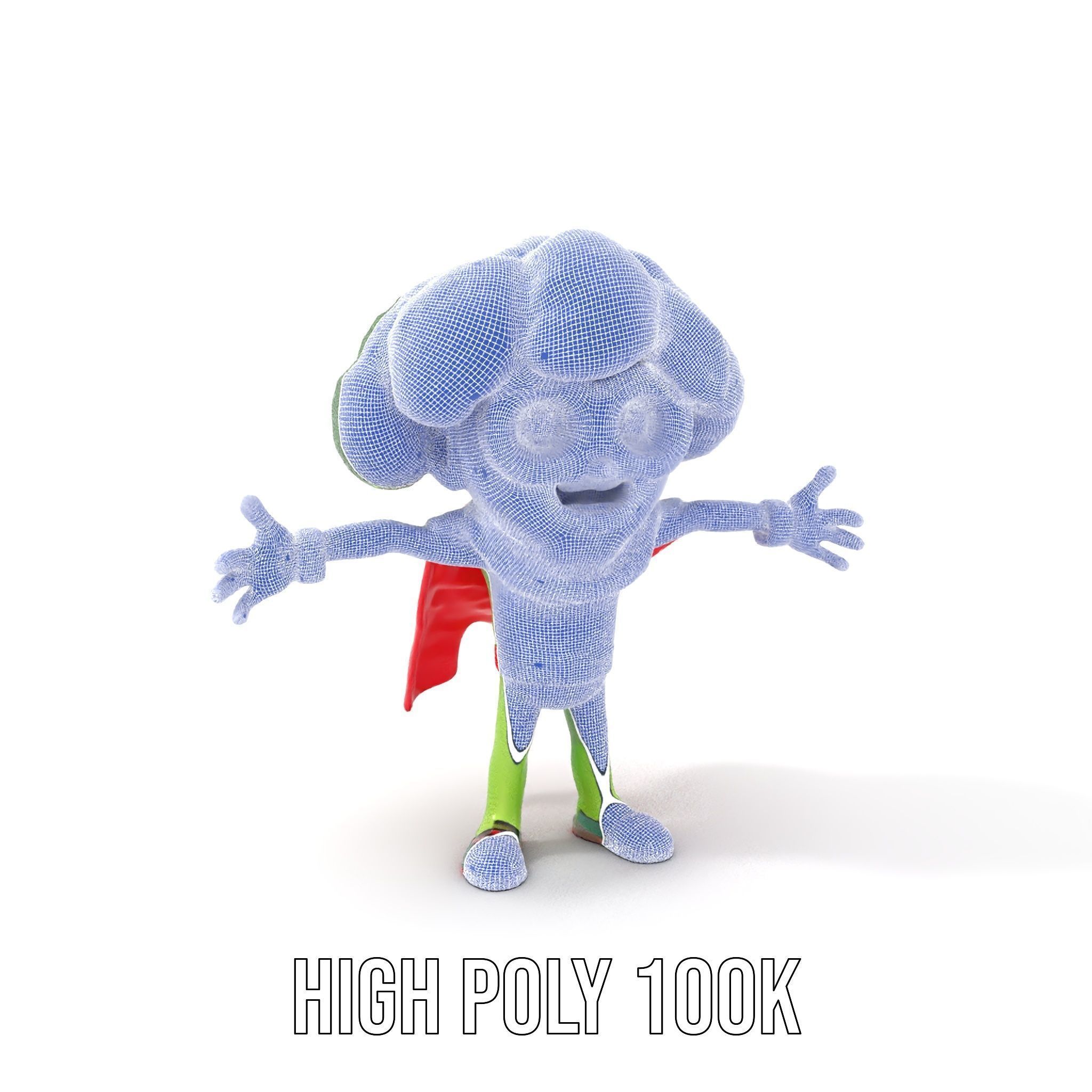 Broccoli Superhero Rigged and Animated D Character Model Low-poly 3D model_4